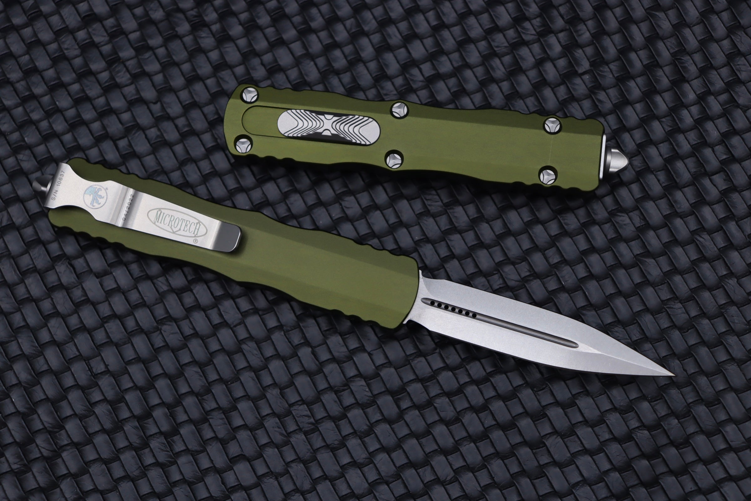 Microtech Dirac Double Edge Stonewash Standard & OD Green 225-10OD