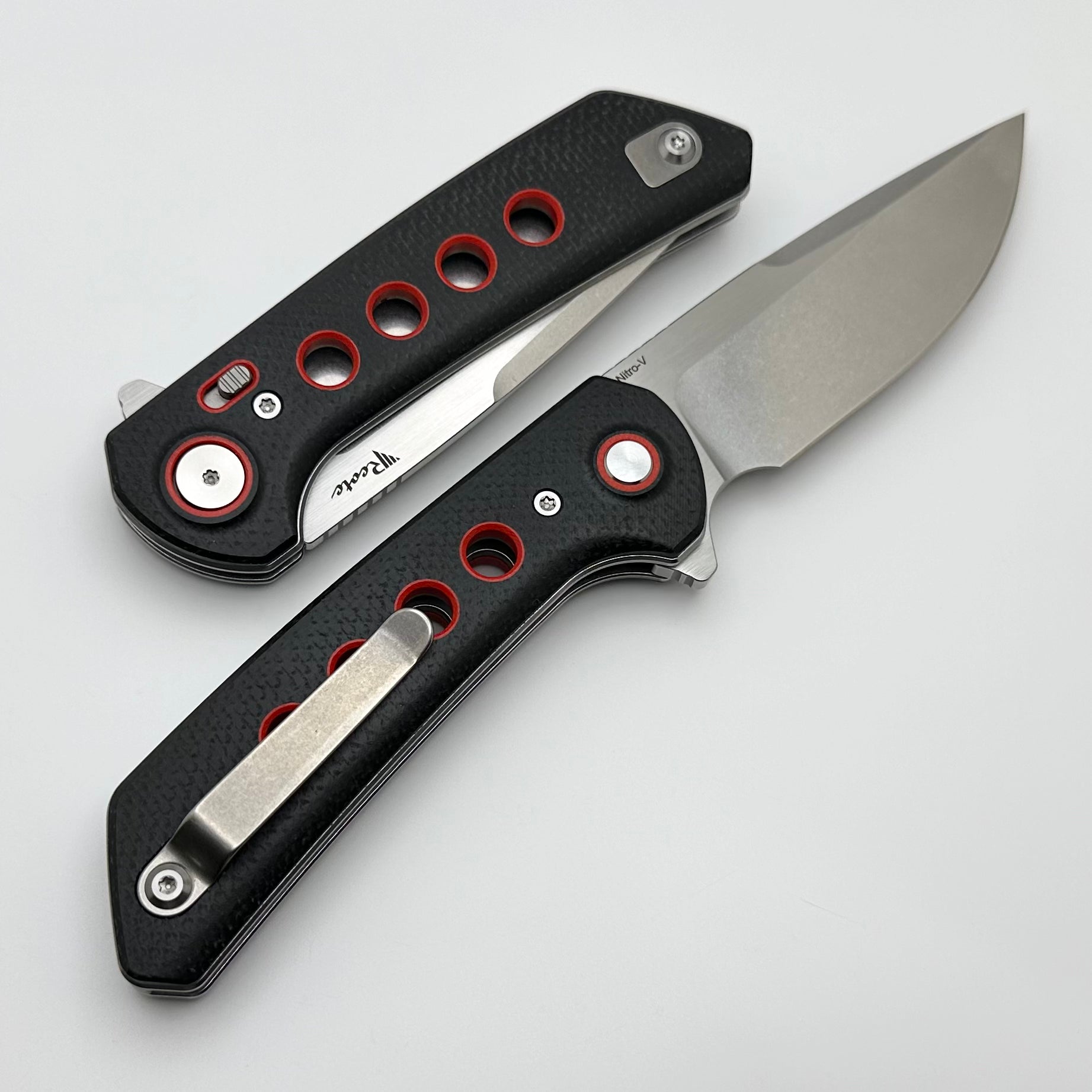 Reate Knives PL-XF Black Micarta w/ Red G-10 Inlays & Stonewash Nitro-V