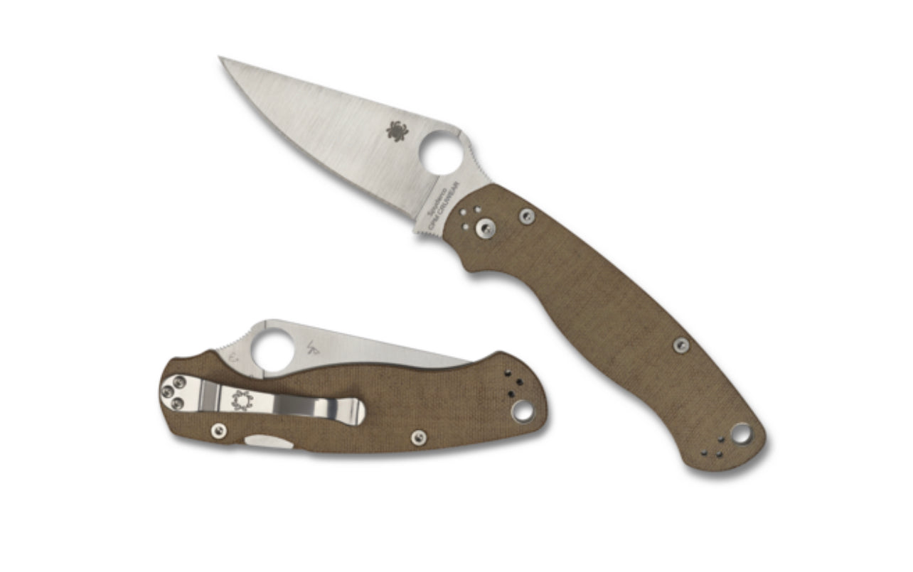 Spyderco Paramilitary 2 PM Cruwear & Brown Canvas Micarta C81MPCW2