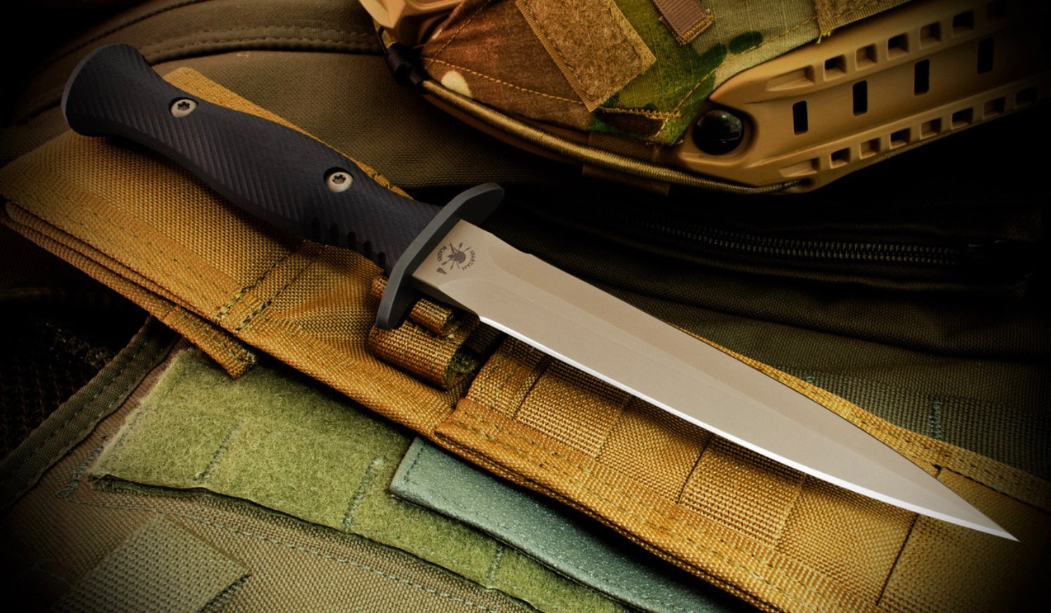 Spartan Dagger FDE MagnaCut & Black Micarta Fixed Blade w/ Tan Kydex SB49DEBKKYTN