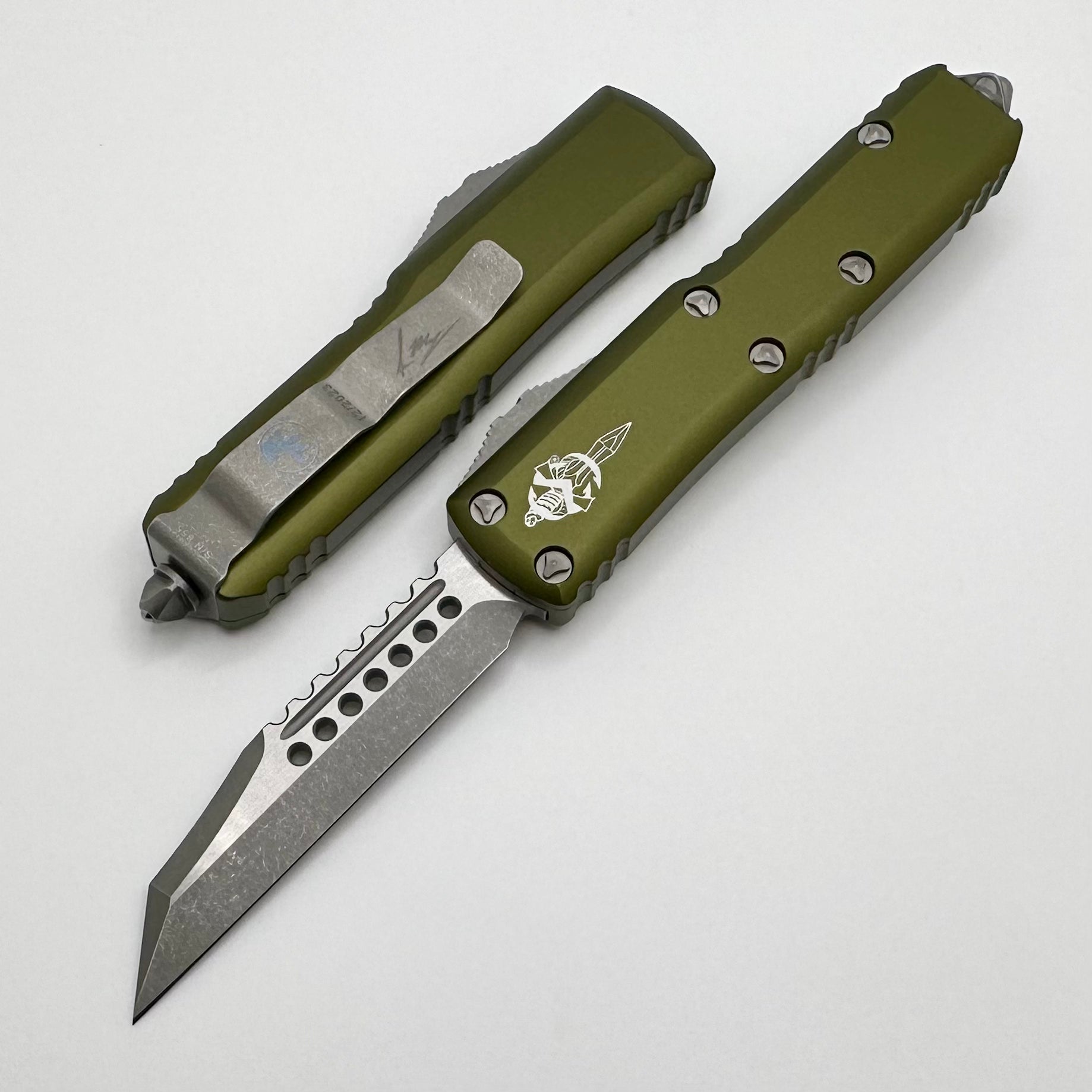 Microtech UTX-85 Warhound Apocalyptic & OD Green Signature Series 719W-10APODS