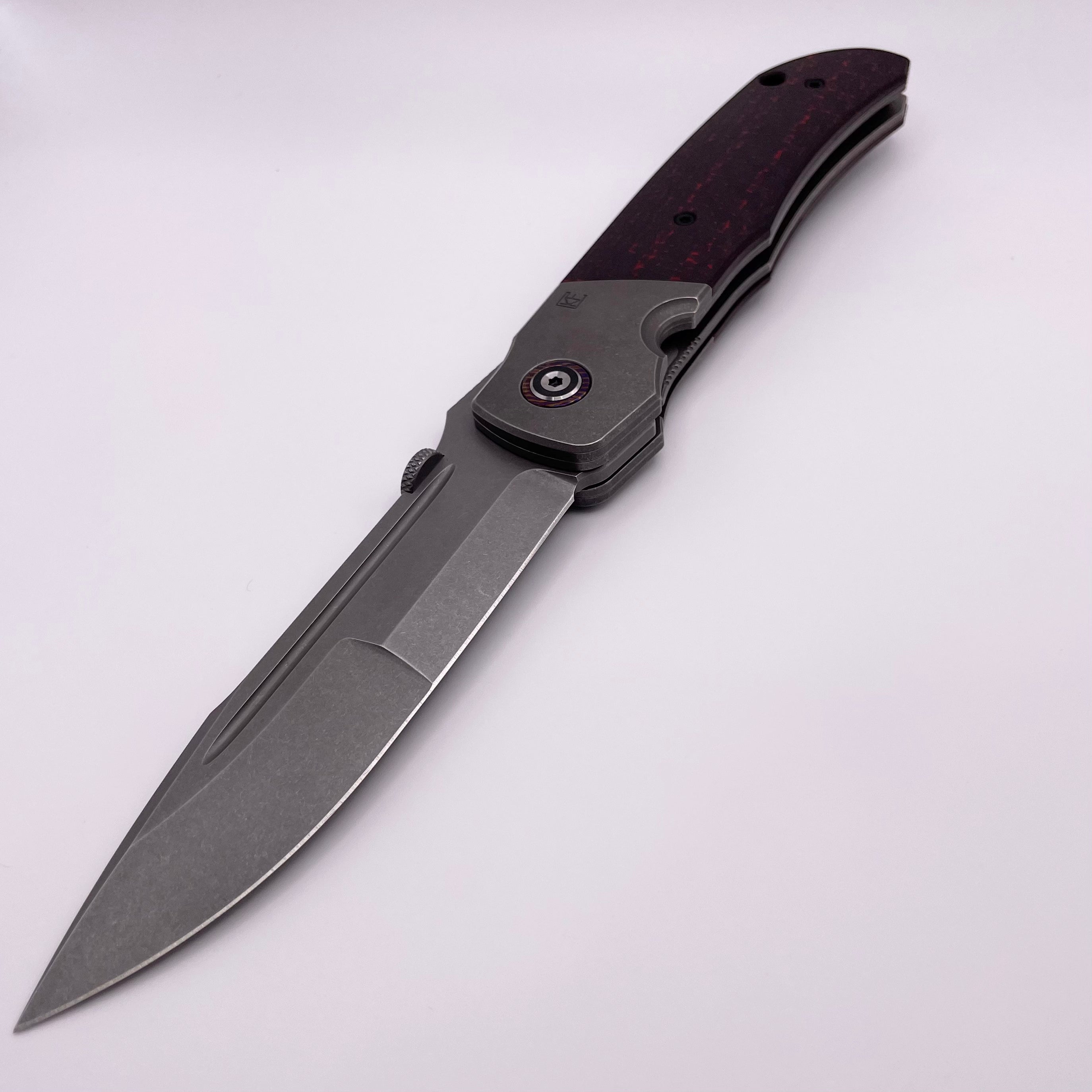 BLEMISH Custom Knife Factory Eagle Rock w/ Red Carbon Fiber & S90V