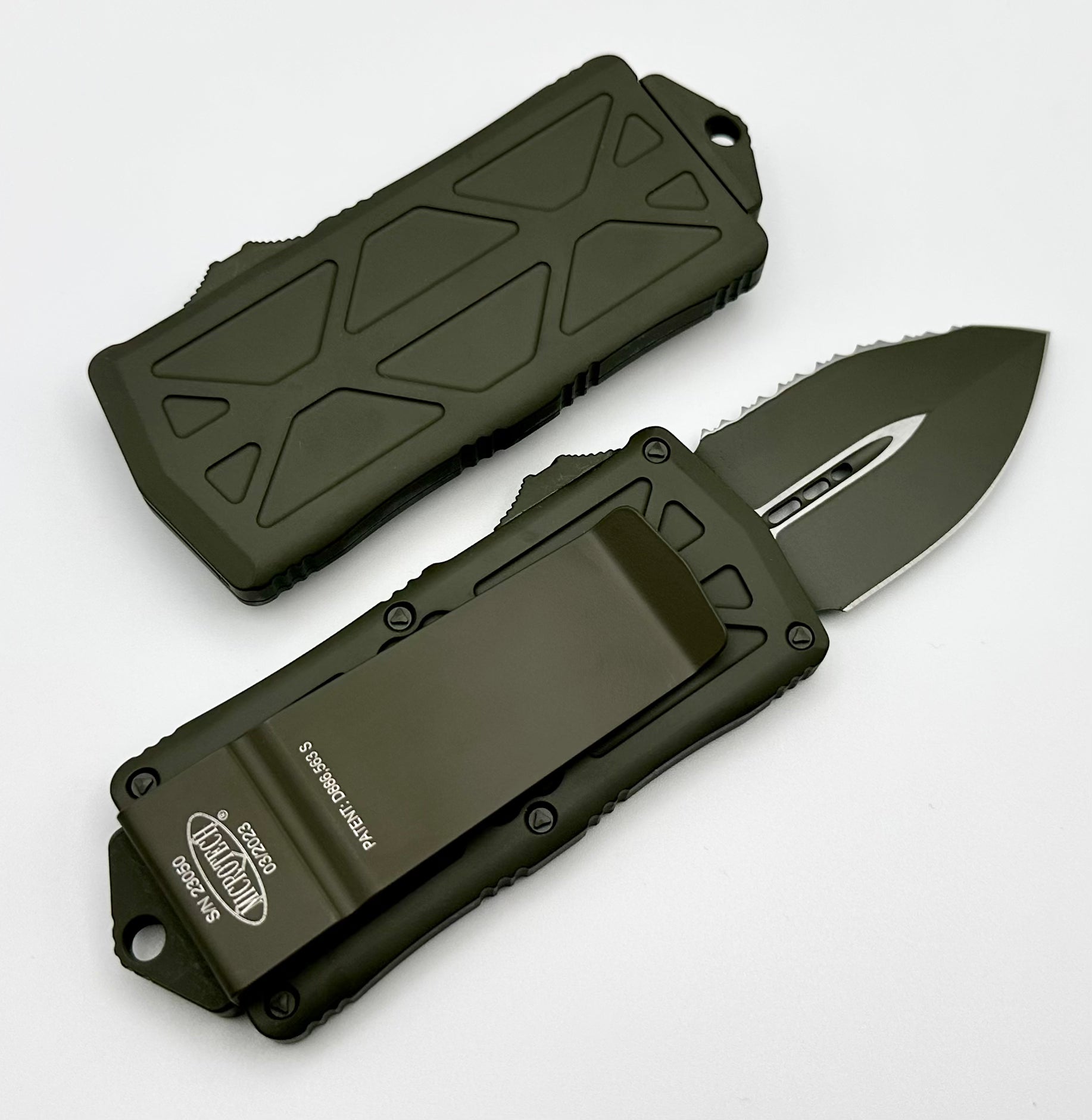 Microtech Exocet Double Edge Full Serrated Cerakote OD Green 157-3COD