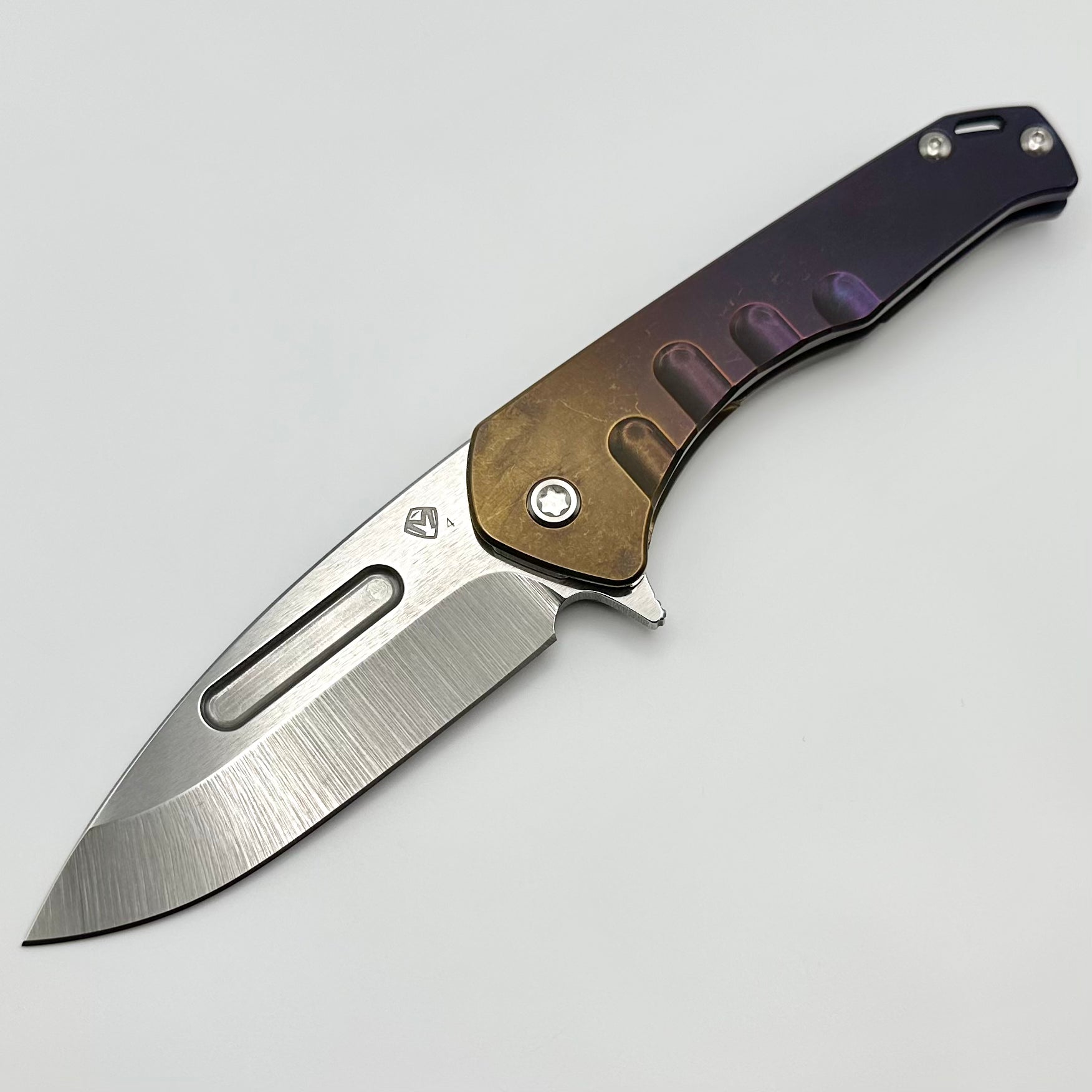 Medford Praetorian Slim Flipper S45VN Tumbled Drop Point & Bronze/Violet Fade Handles