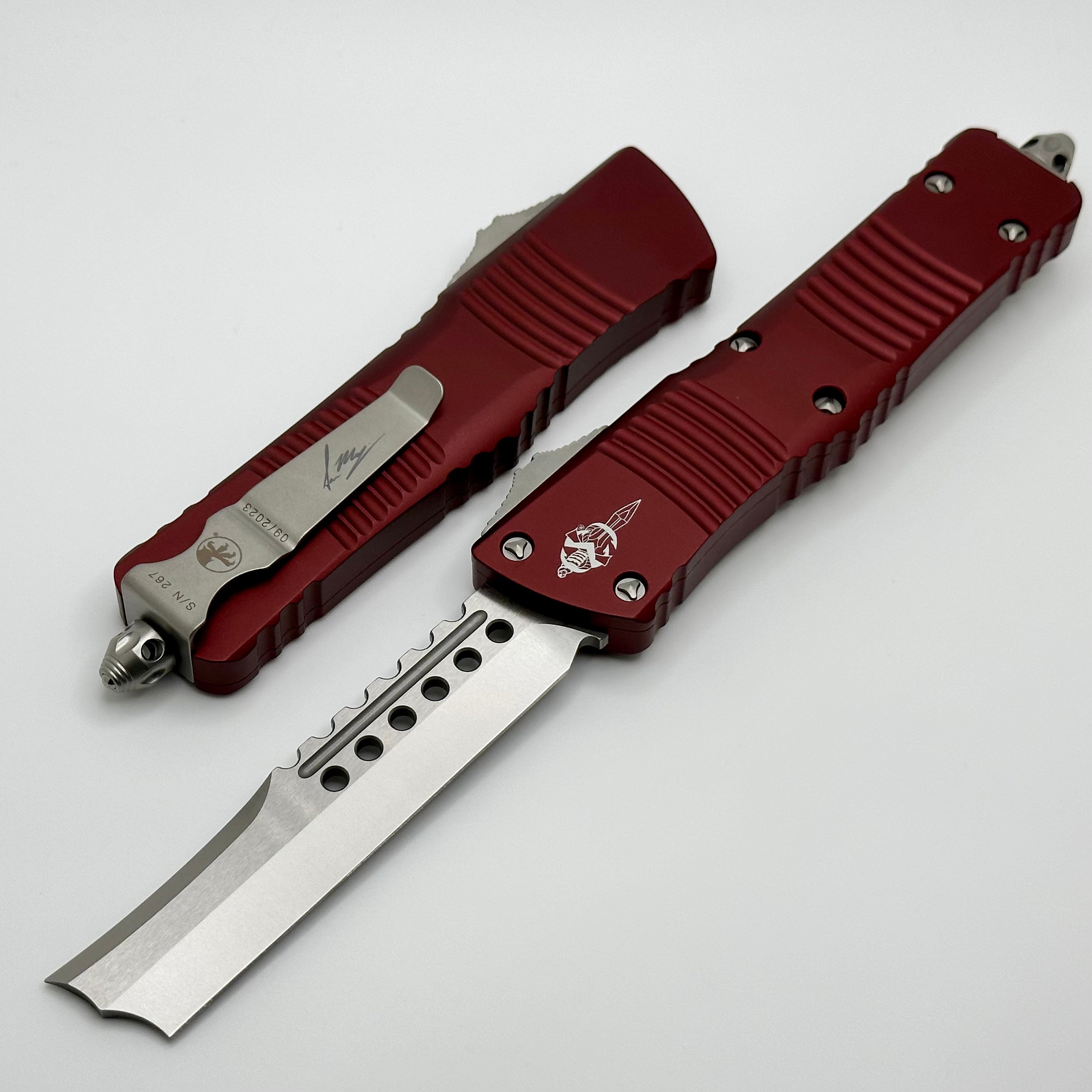 Microtech Combat Troodon Hellhound Razor Stonewash Standard & Merlot Signature Series 219R-10MRS