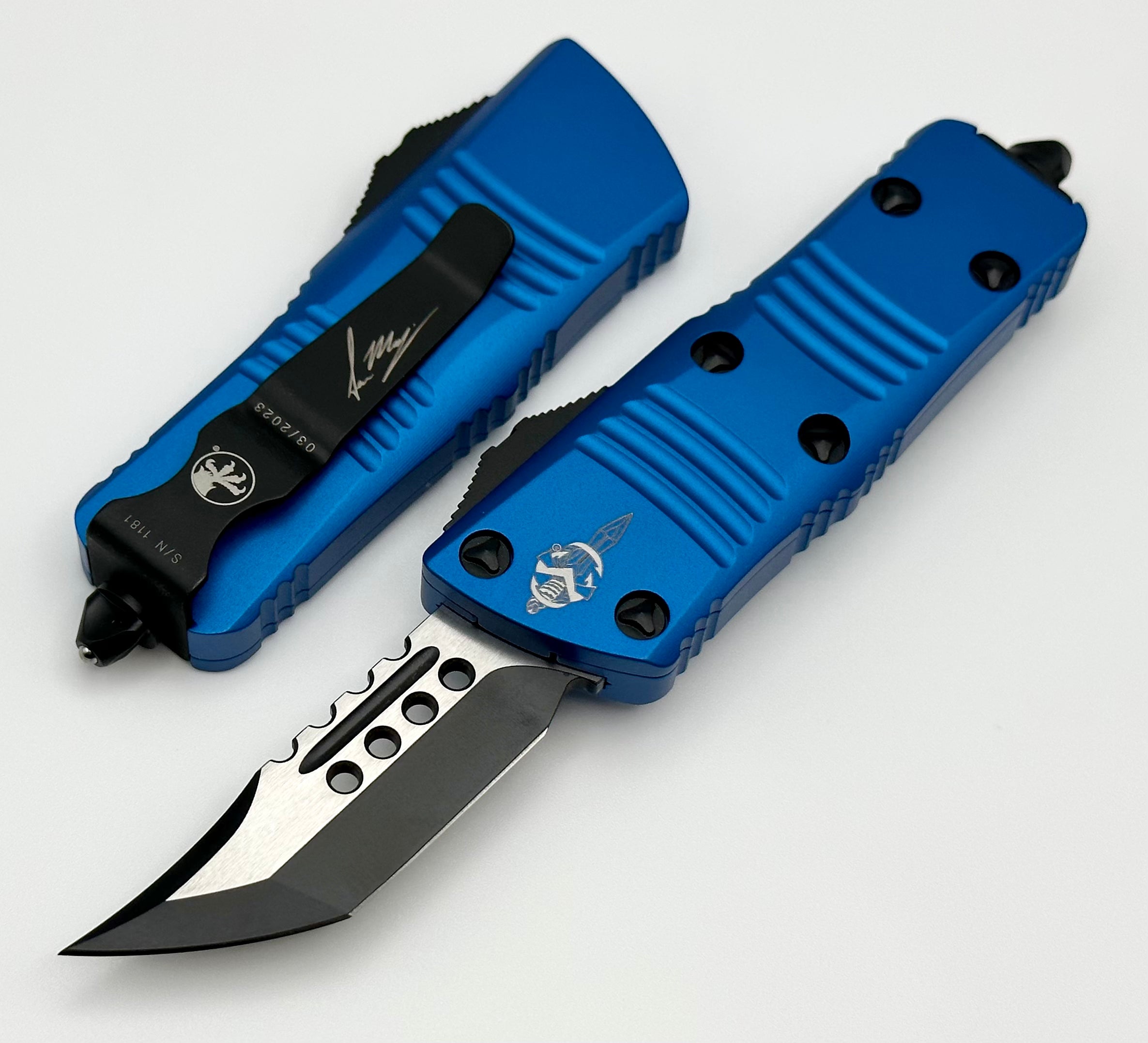 Microtech Mini Troodon Hellhound Tactical & Blue 819-1BLS