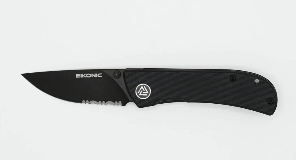 Eikonic Knives Fairwind Night Black G-10 & Black Serrated D2 220BBS