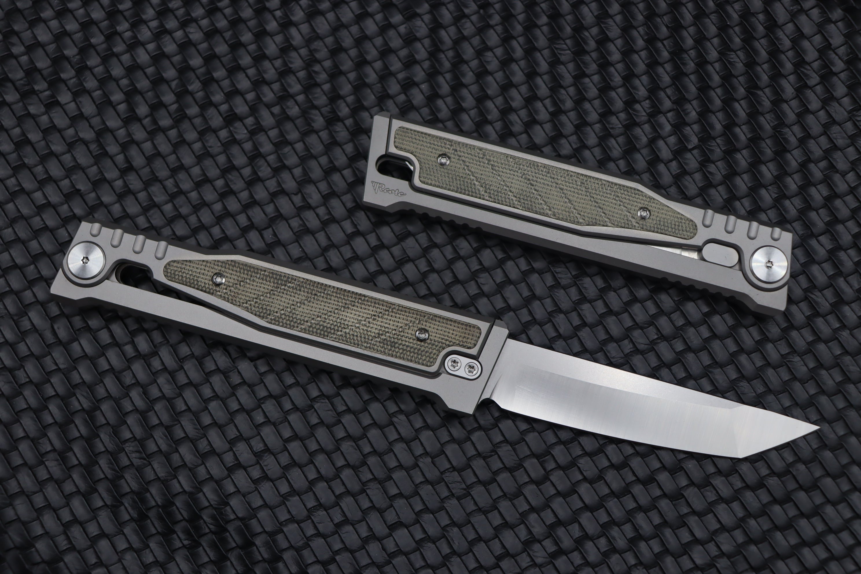 Reate EXO Exoskeleton Design Green Micarta Tanto