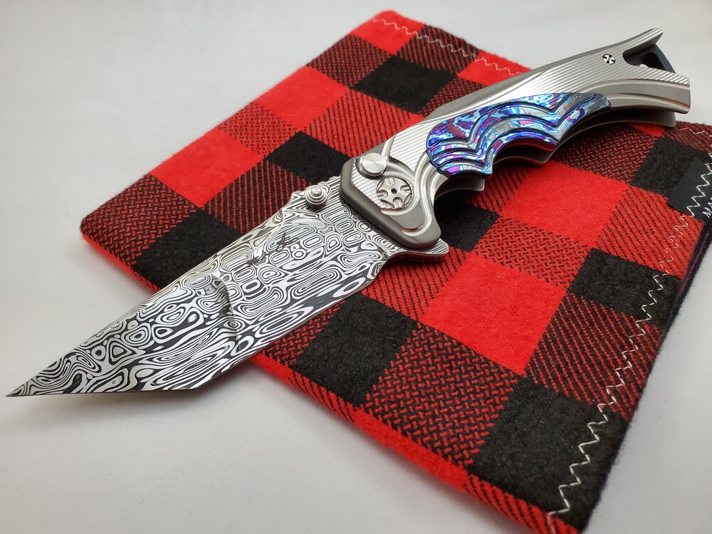 Brian Tighe Fighter Titanium Timascus Inlaid w/ Damasteel Clip