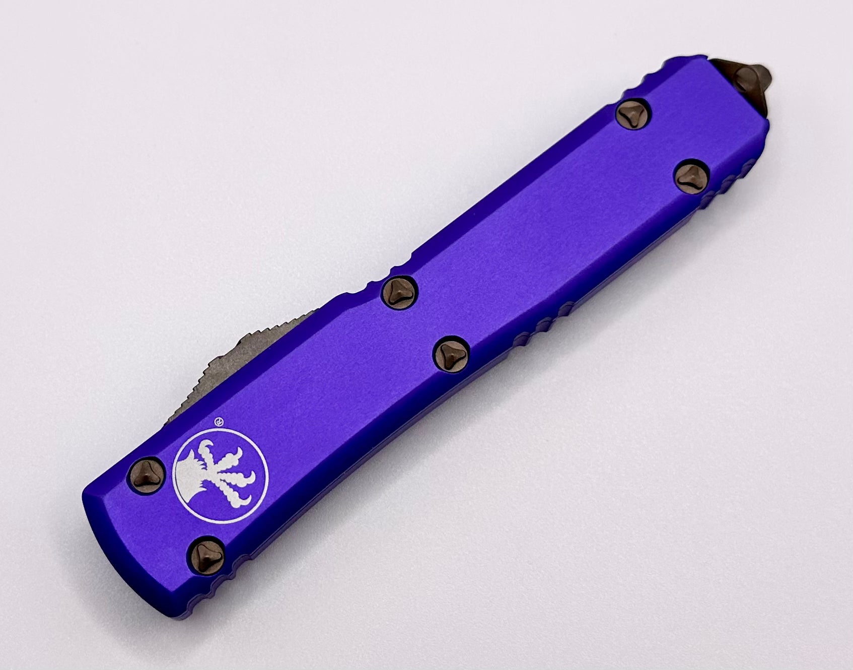 Microtech Ultratech w/ Double Edge Partial Serrated Bronze Apocalyptic & Purple 122-14APPU