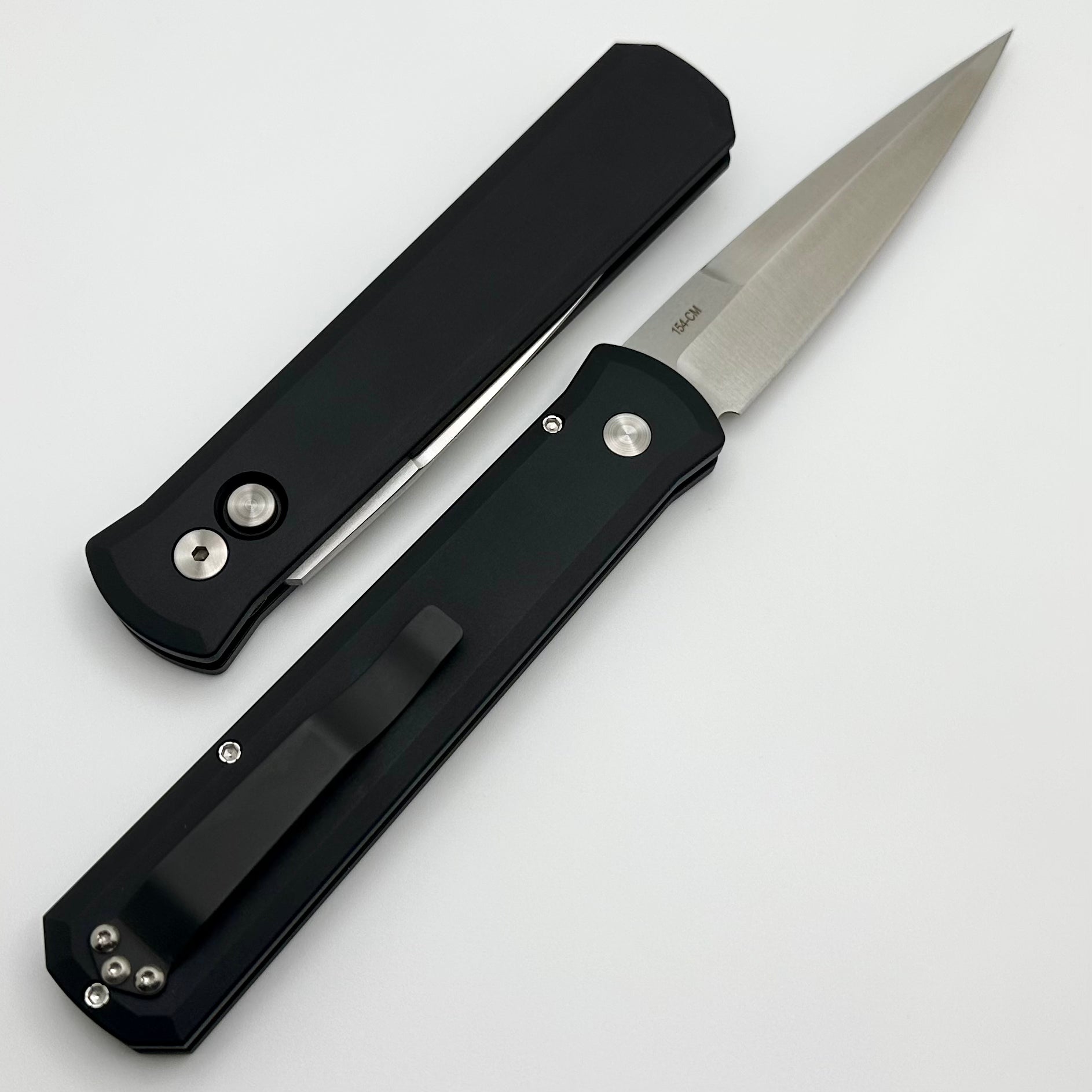 Pro-Tech Godfather w/ Black Handle & Satin 154-CM Blade 921-Satin