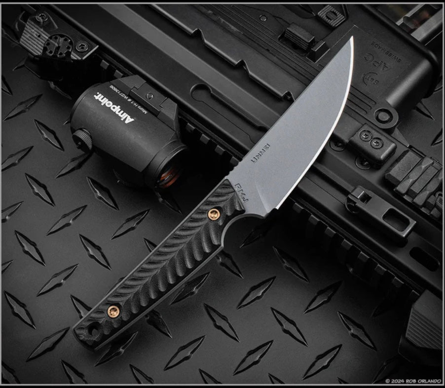 RMJ Tactical Unmei Black G-10 & Phantom Gray Nitro-V Fixed Blade