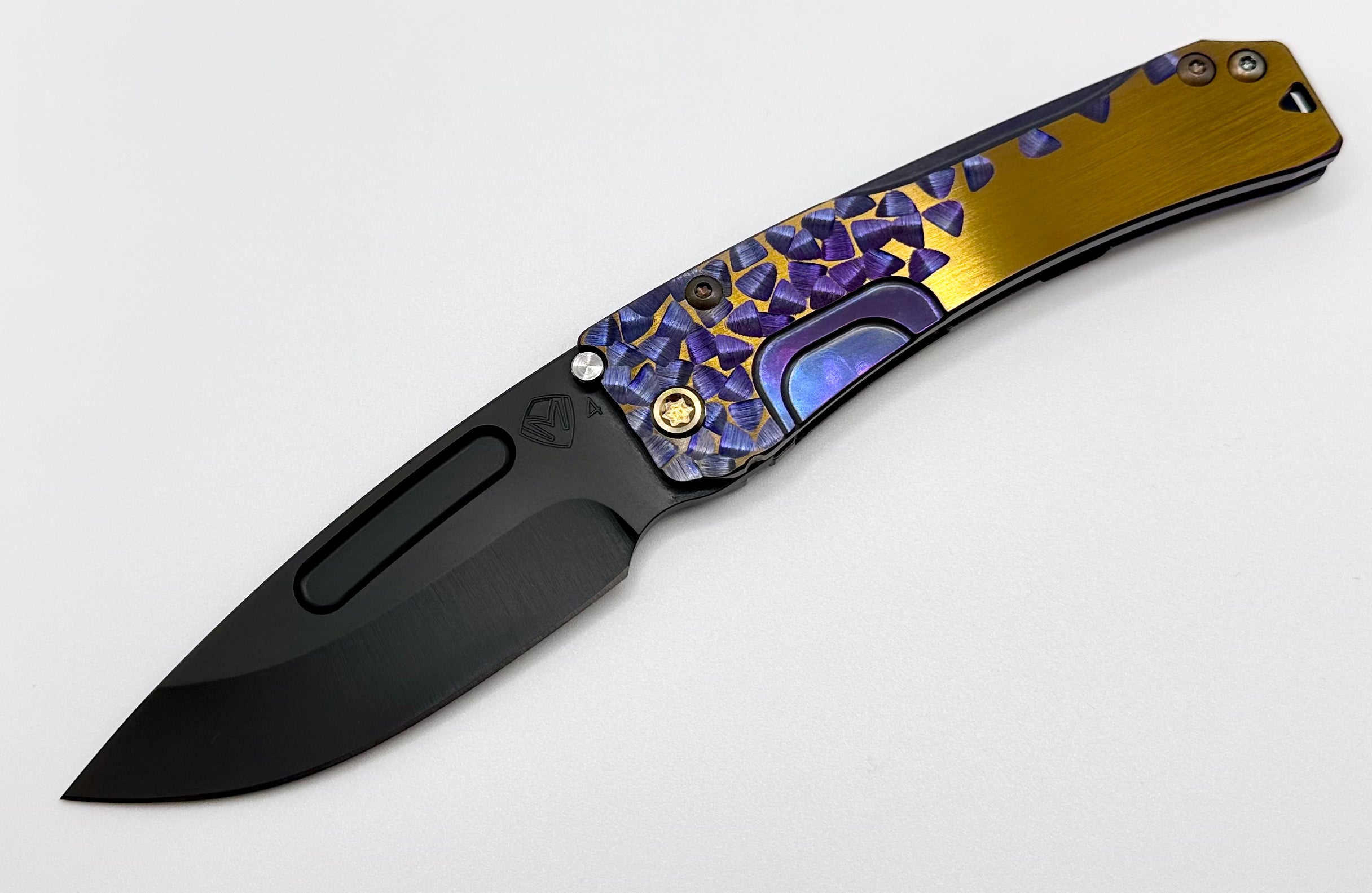 Medford Knife Slim Midi Drop Point PVD S45 & Violet/Bronze Falling Leaf Sculpted Handles w/ Bronze Hardware/Clip