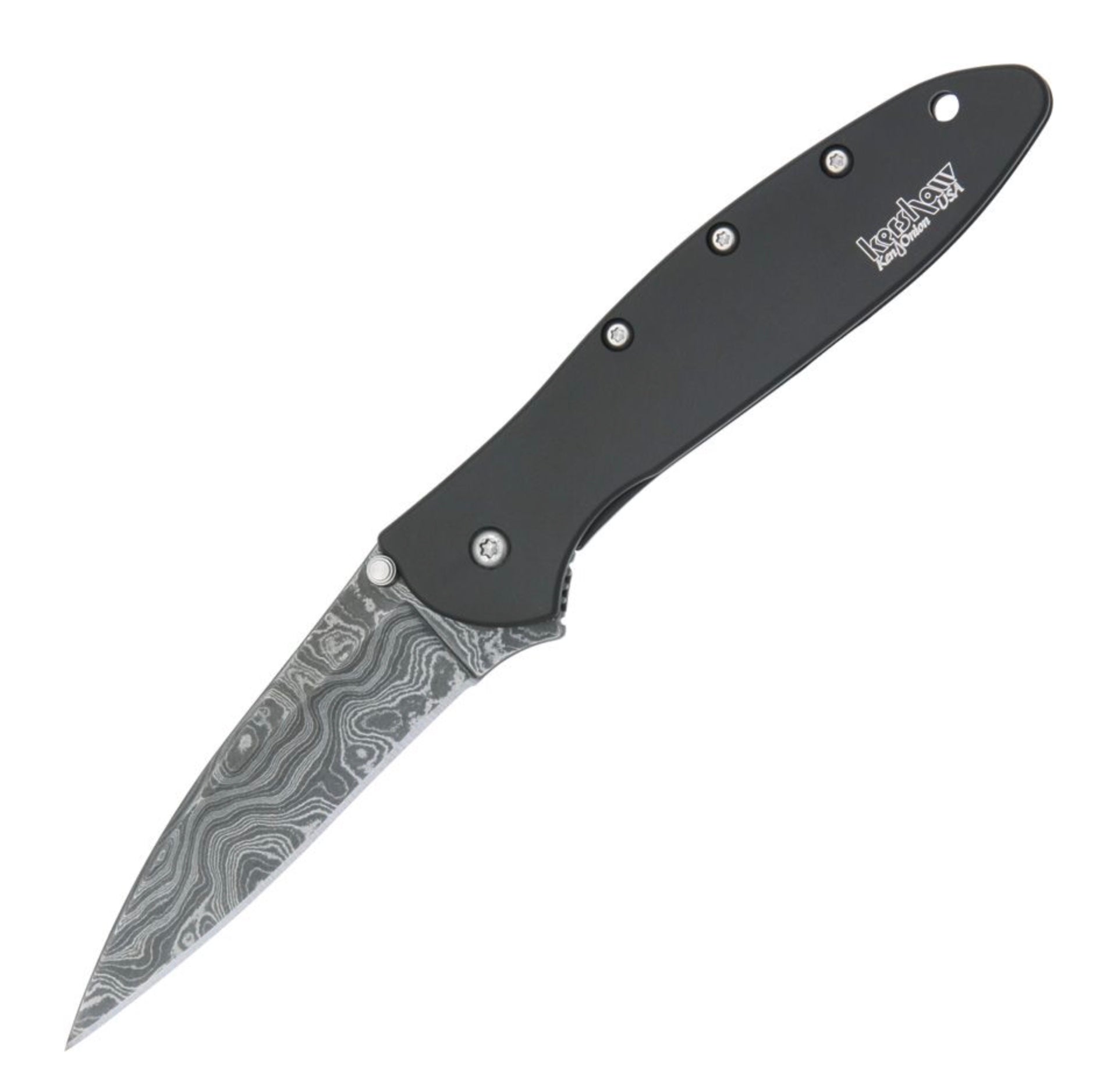 Kershaw Leek Damascus & Tungsten DLC Stainless Handles 1660DAMBK