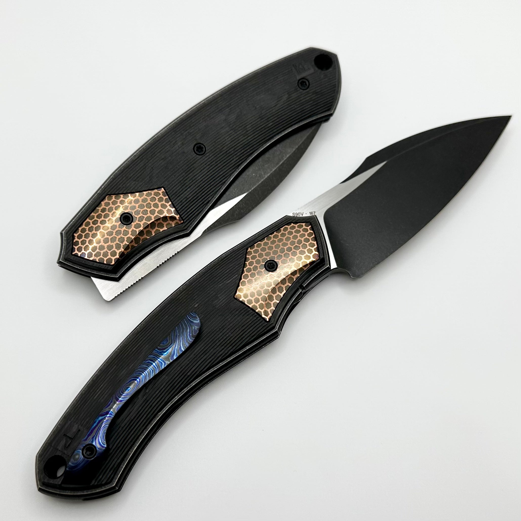 Custom Knife Factory Davless Carbon Fiber & Superconductor w/ Two Tone Blackwash S90V