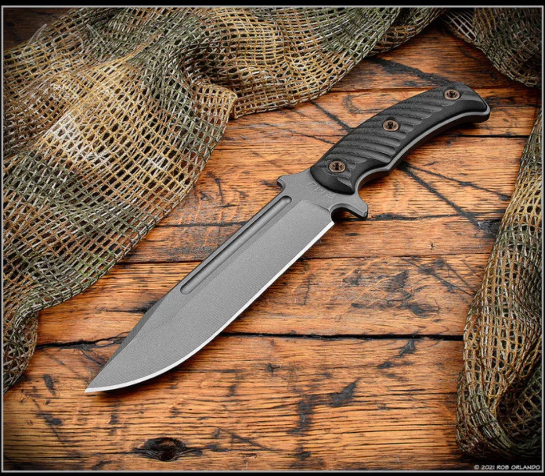 RMJ Tactical Combat Africa Fixed Blade w/ Black G-10 & Kydex Sheath