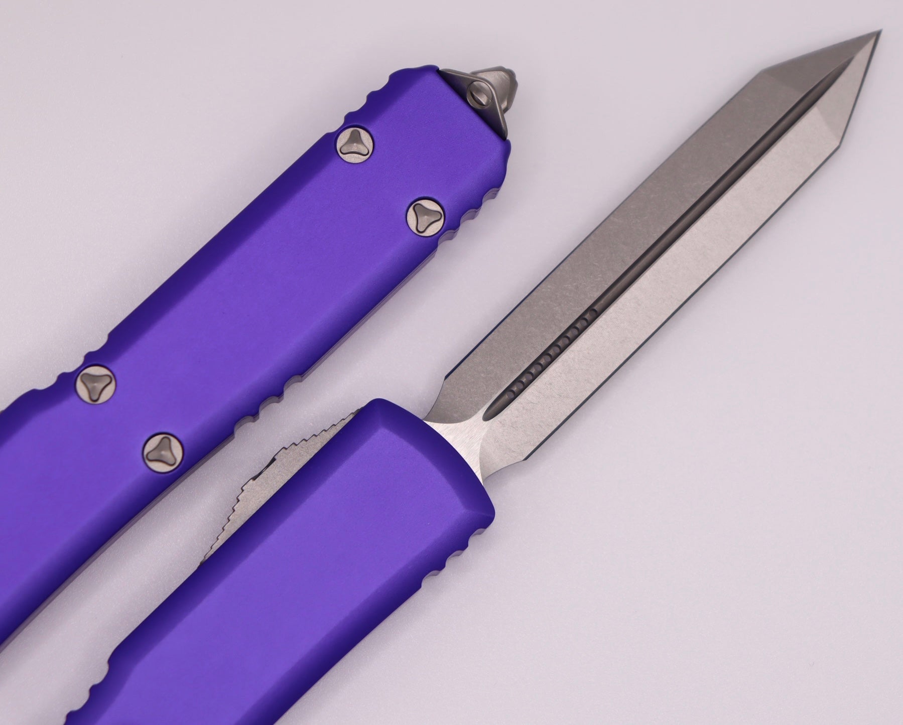 Microtech Ultratech Spartan Stonewash Standard & Purple 223-10PU