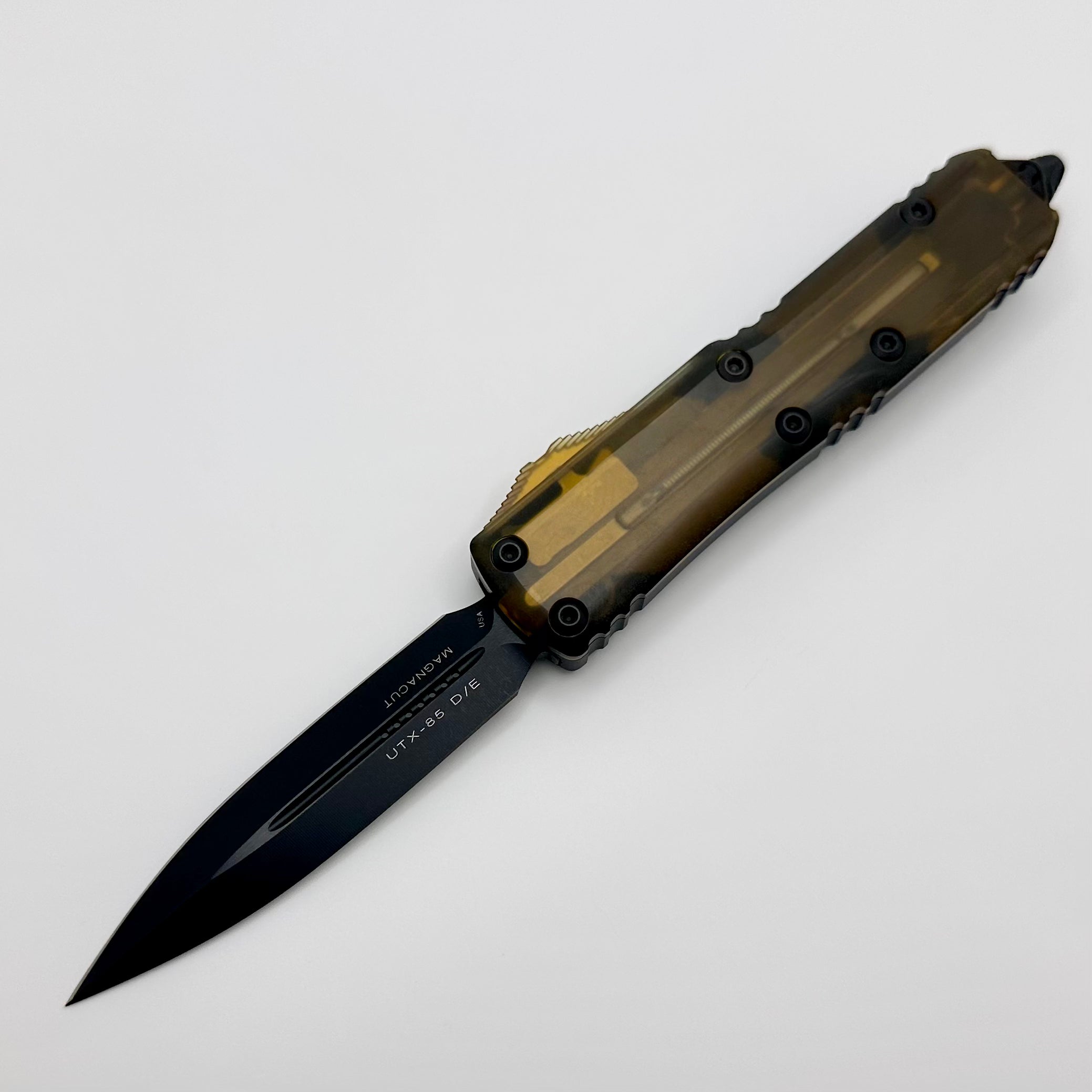 Microtech UTX-85 Ultem Top/Button Double Edge DLC MagnaCut Signature Series 232-1DLCTULS PRE OWNED