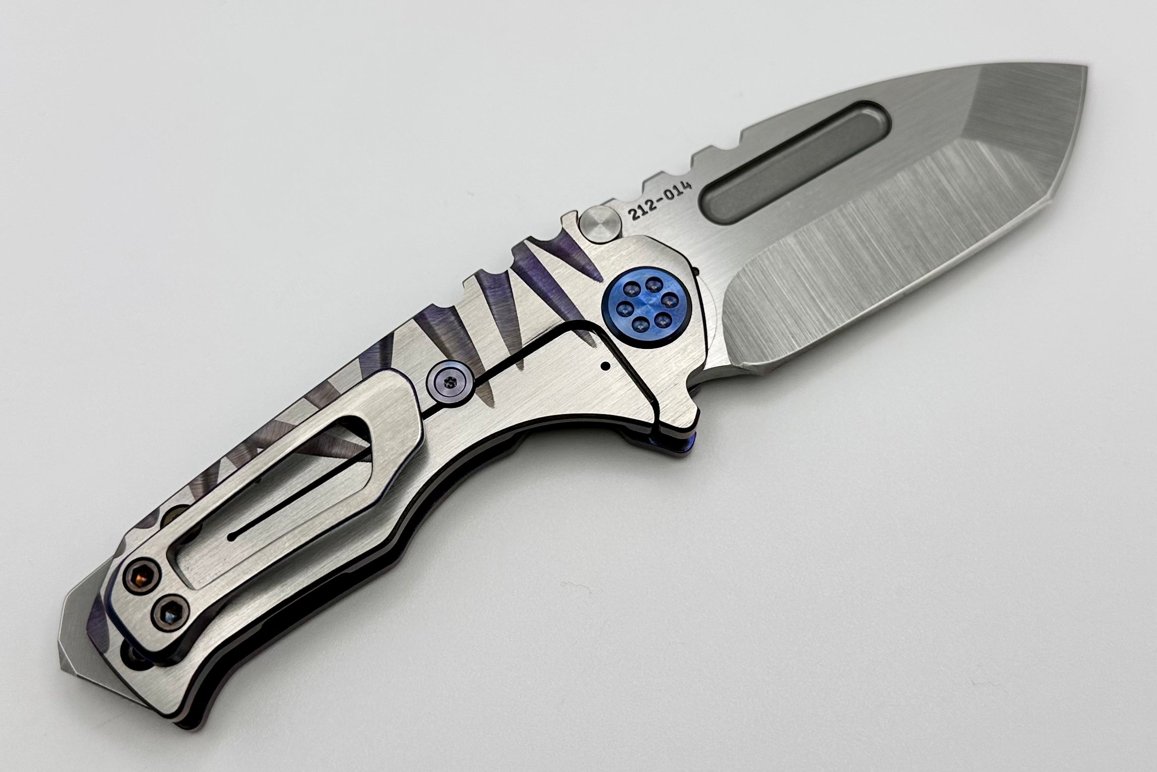 Medford Micro Praetorian T w/ S45 Tumbled Tanto & Violet Show Lights Faced Handles w/ Violet Hardware