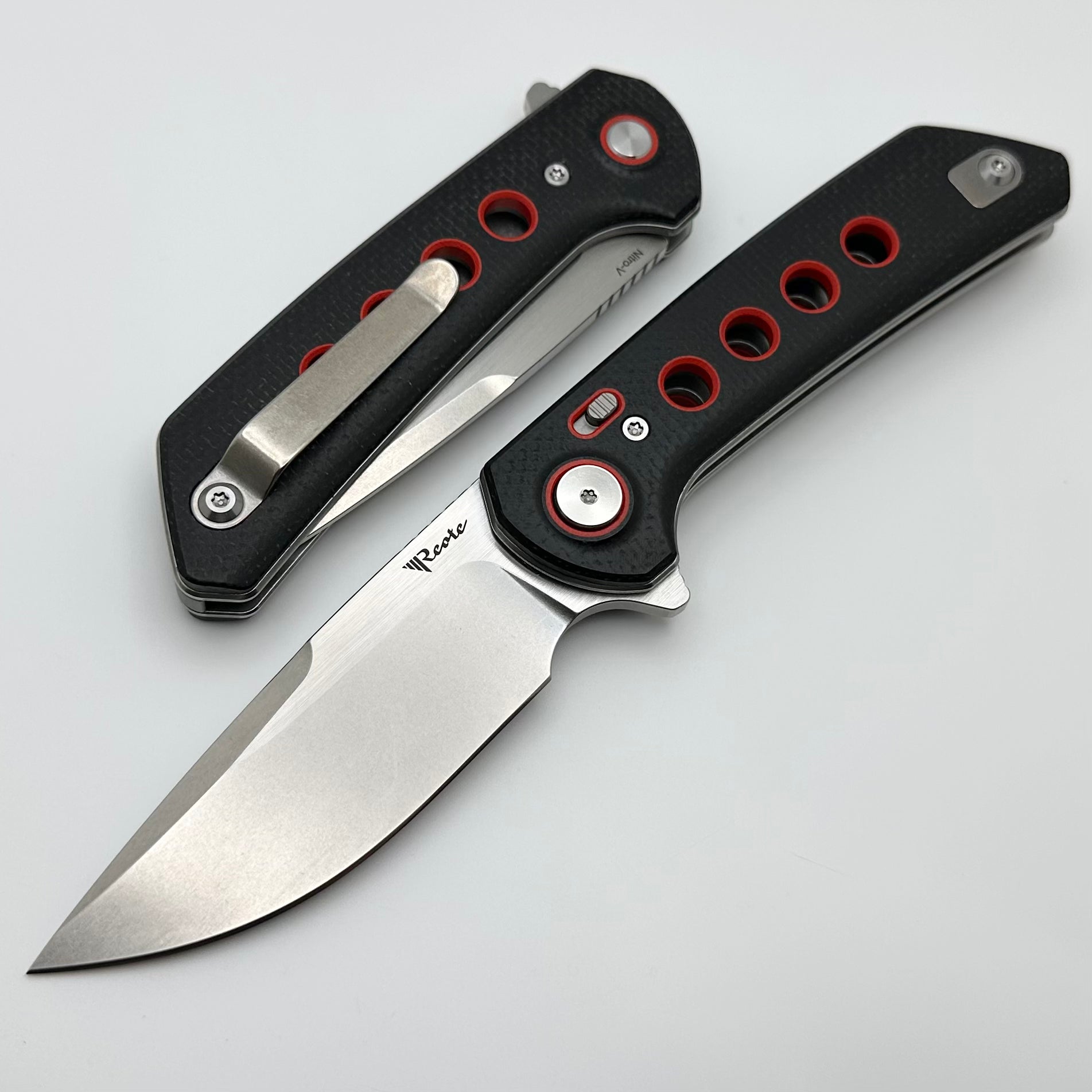 Reate Knives PL-XF Black Micarta w/ Red G-10 Inlays & Stonewash Nitro-V