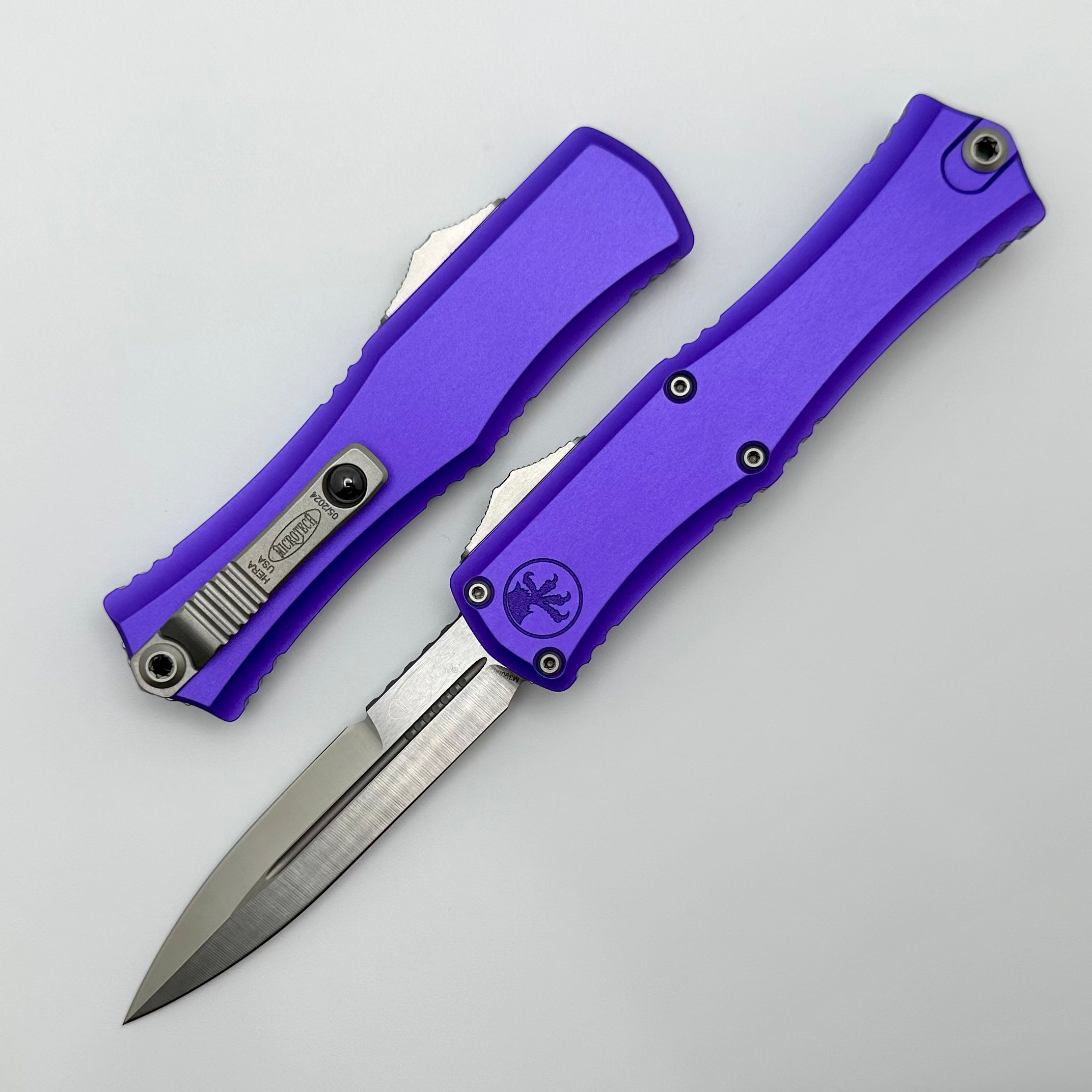 Microtech Knives Mini Hera Satin Bayonet M390MK & Purple 1701M-4PU