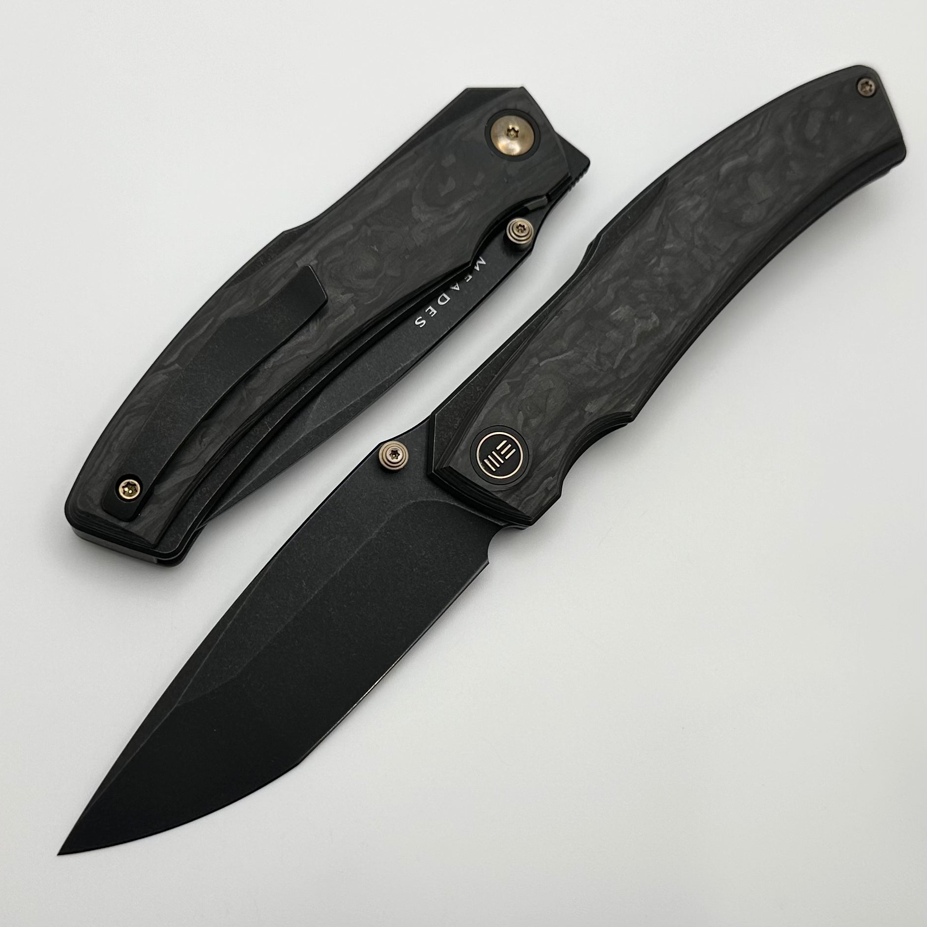 We Swordfin Carbon Fiber & Black Titanium Handles w/ Black Stonewash 20CV WE23067-2