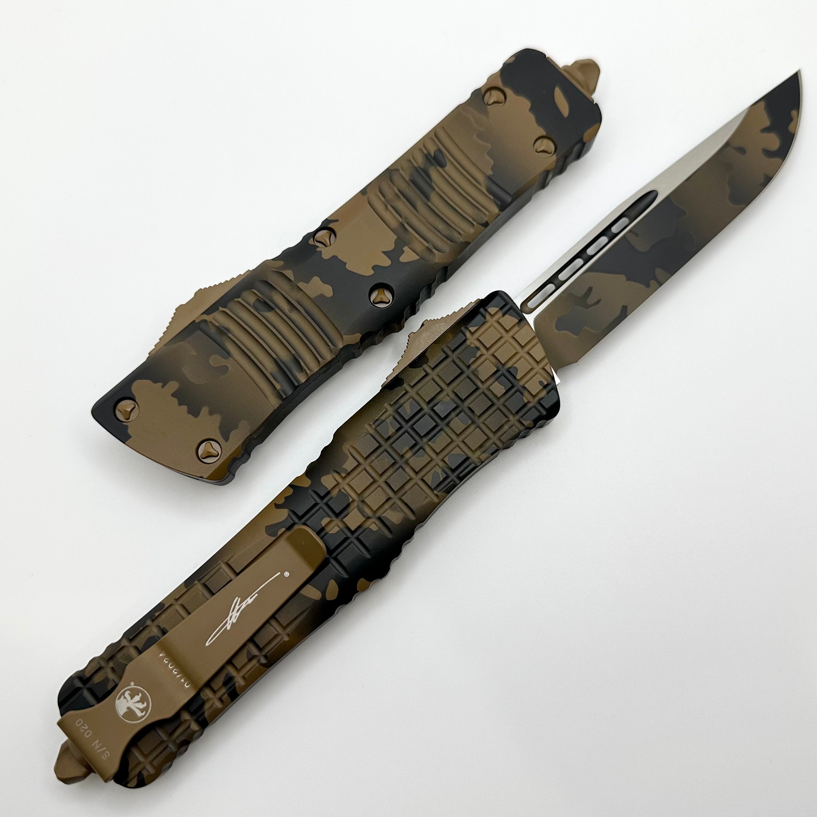 Microtech Combat Troodon Coyote Camo w/ Single Edge Signature Series 143-1CCS