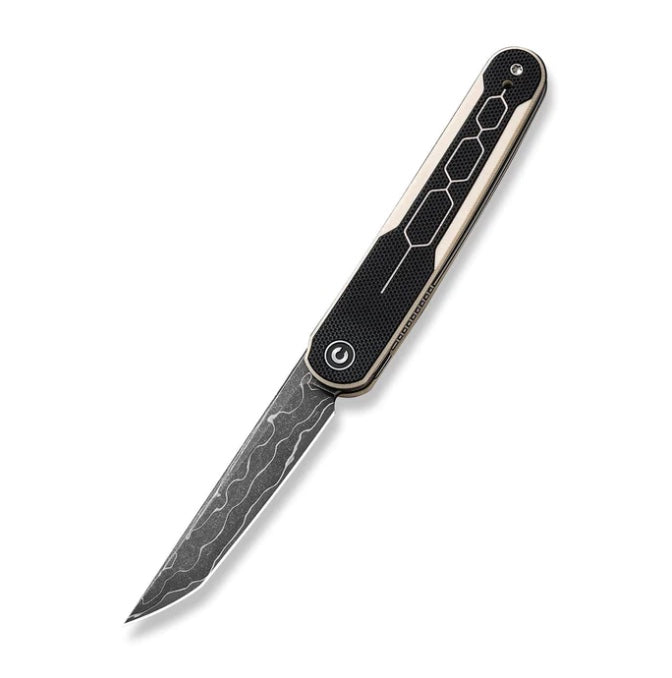 Civivi KwaiQ Flipper Ivory/Black G-10 Handle w/ Damascus C23015-DS1