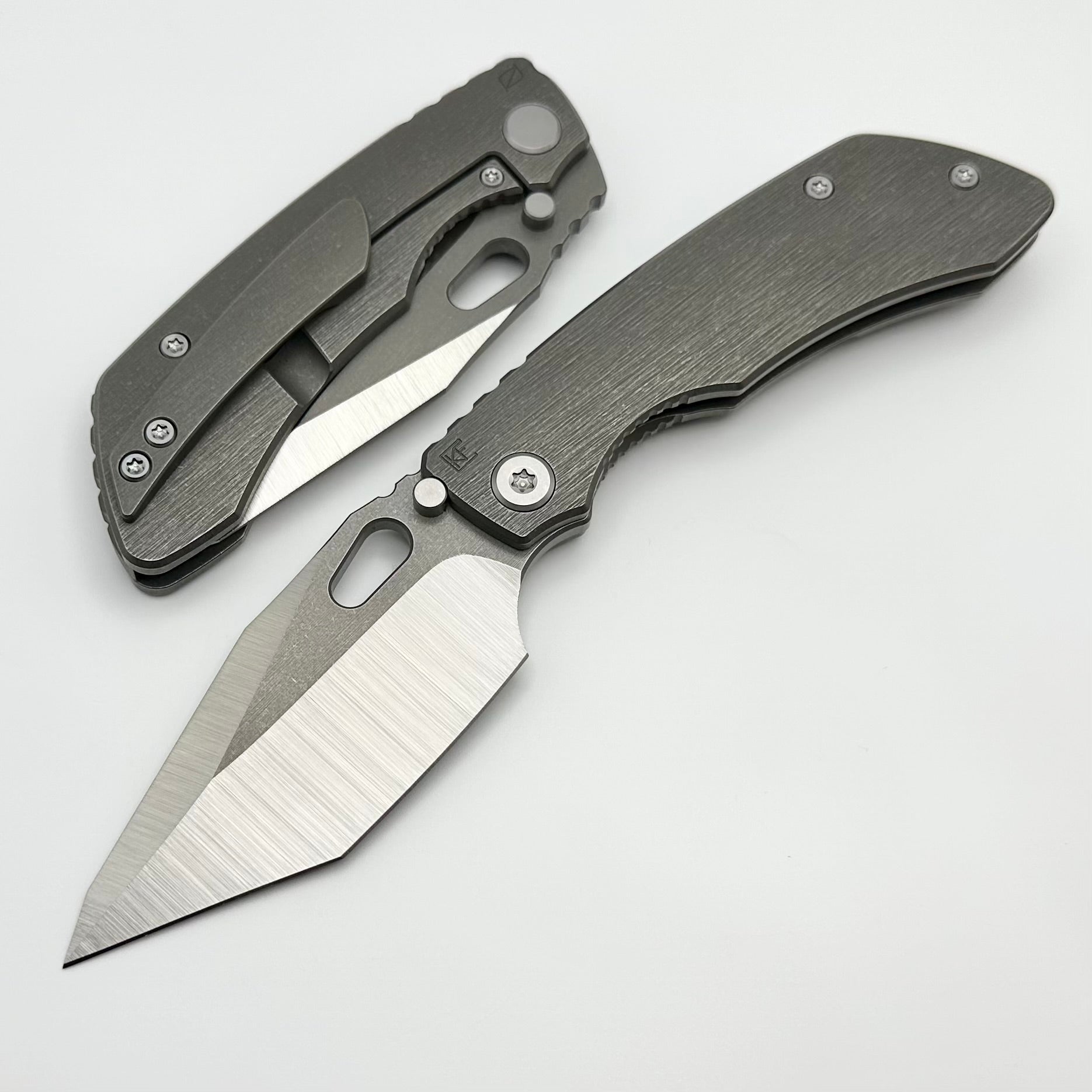 Custom Knife Factory Rotten Design Evo T Machine Grind S90V w/ Tumbled Titanium Handles