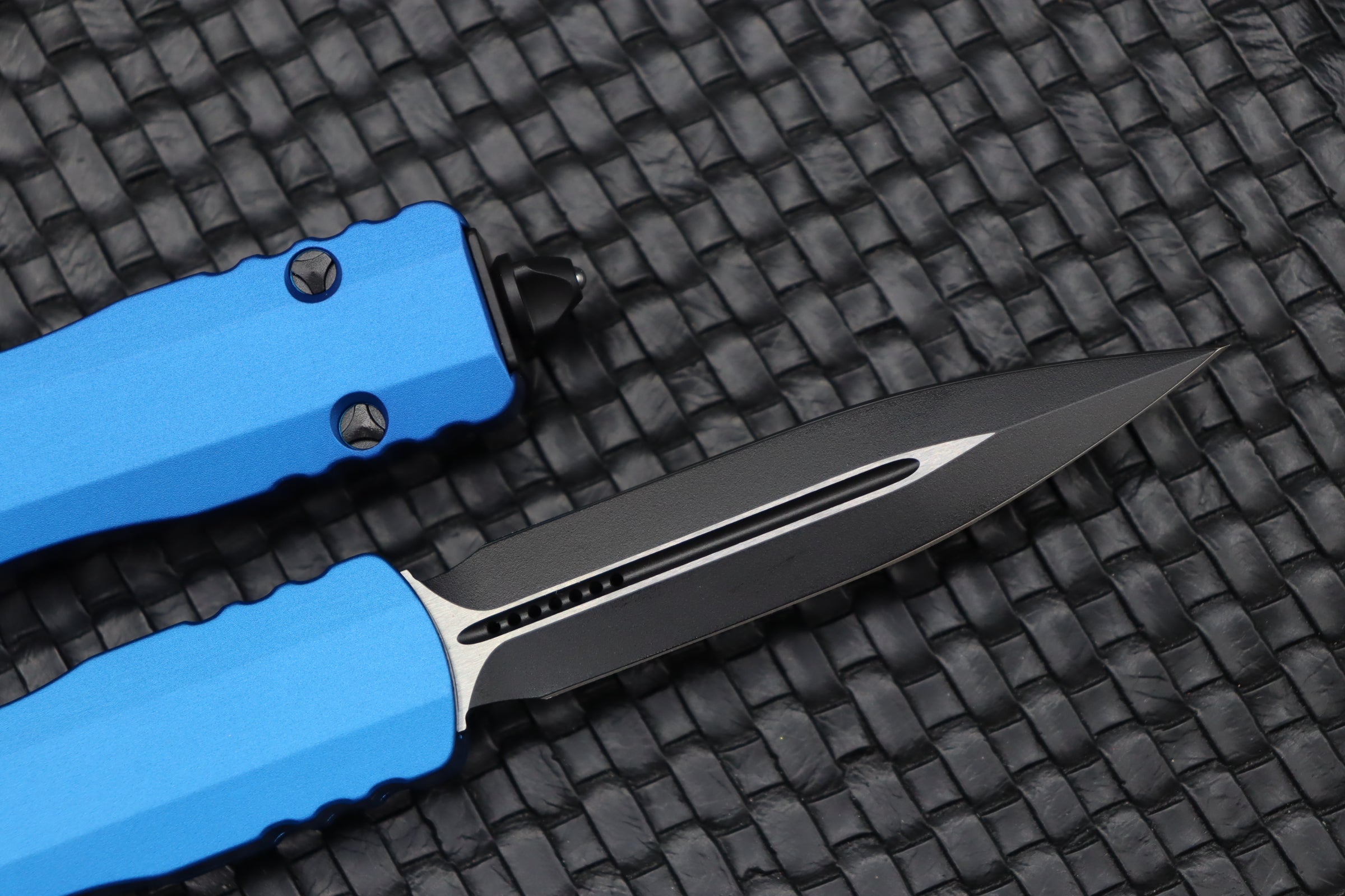 Microtech Dirac Double Edge Black Standard & Blue 225-1BL