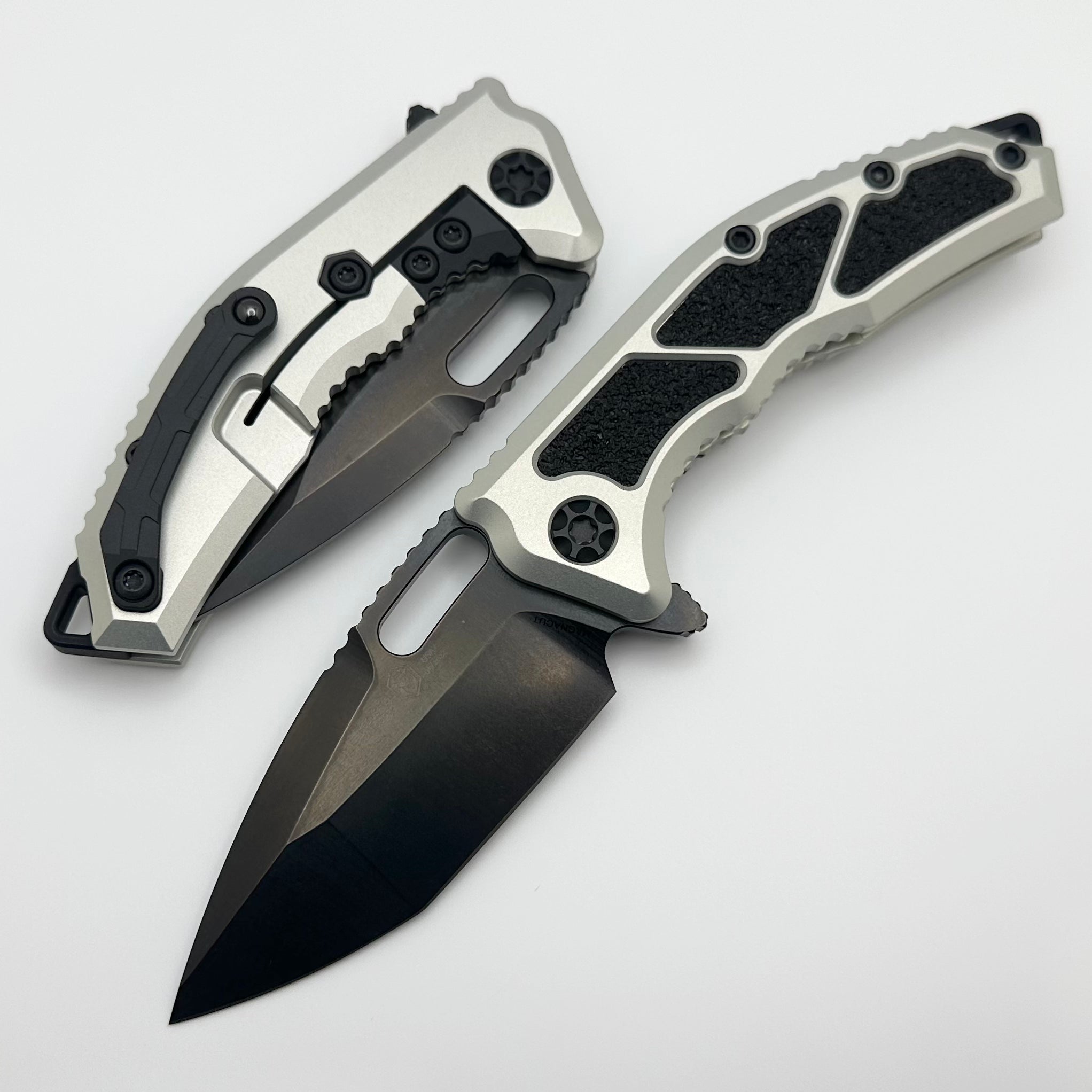 Heretic Knives Medusa Manual Natural Aluminum Frame Lock w/ Grip Inlays & DLC MagnaCut H009-6A-NAT