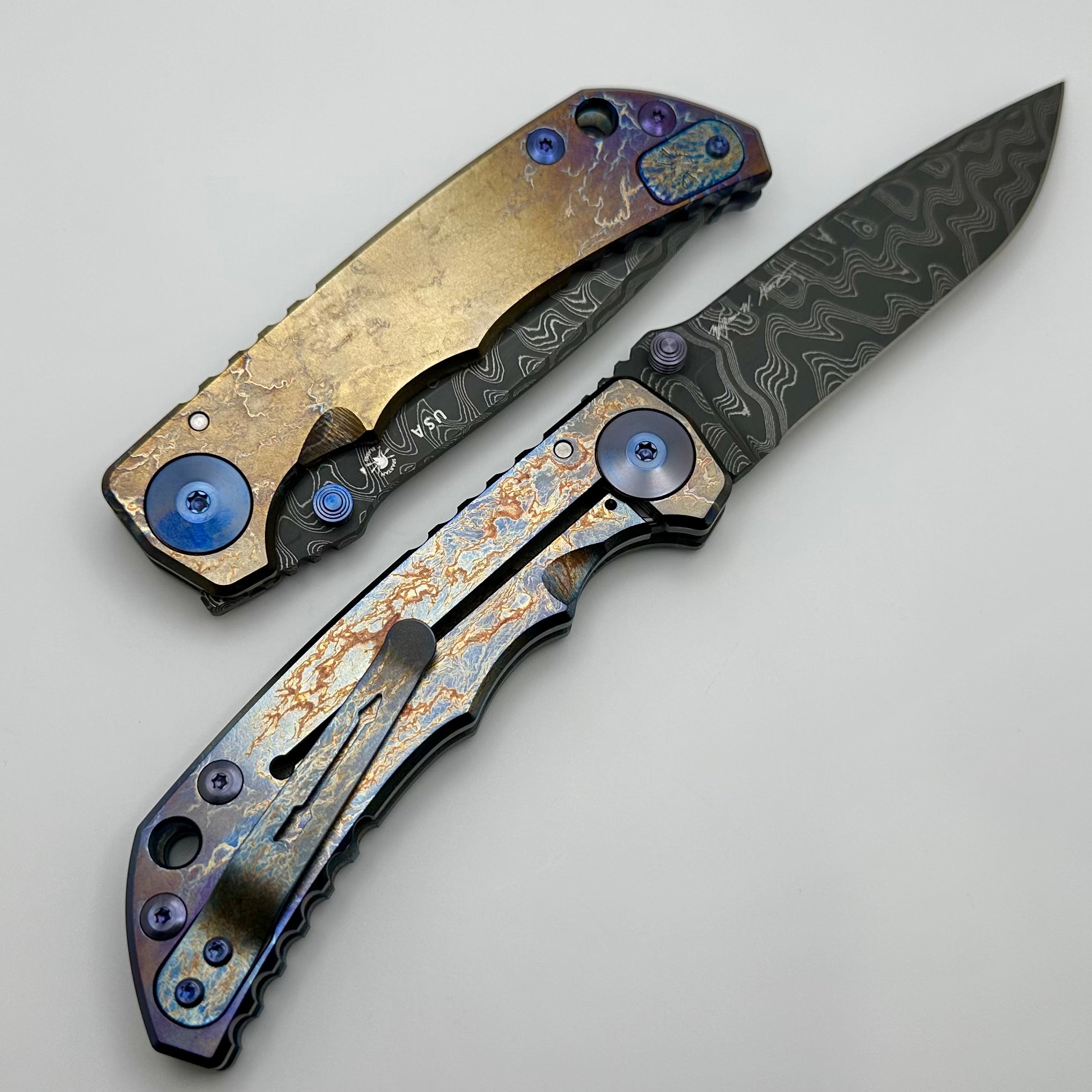 Spartan Blades Harsey Folder Storm Watch w/ Damascus SF5CUSTOMDAMASCUS