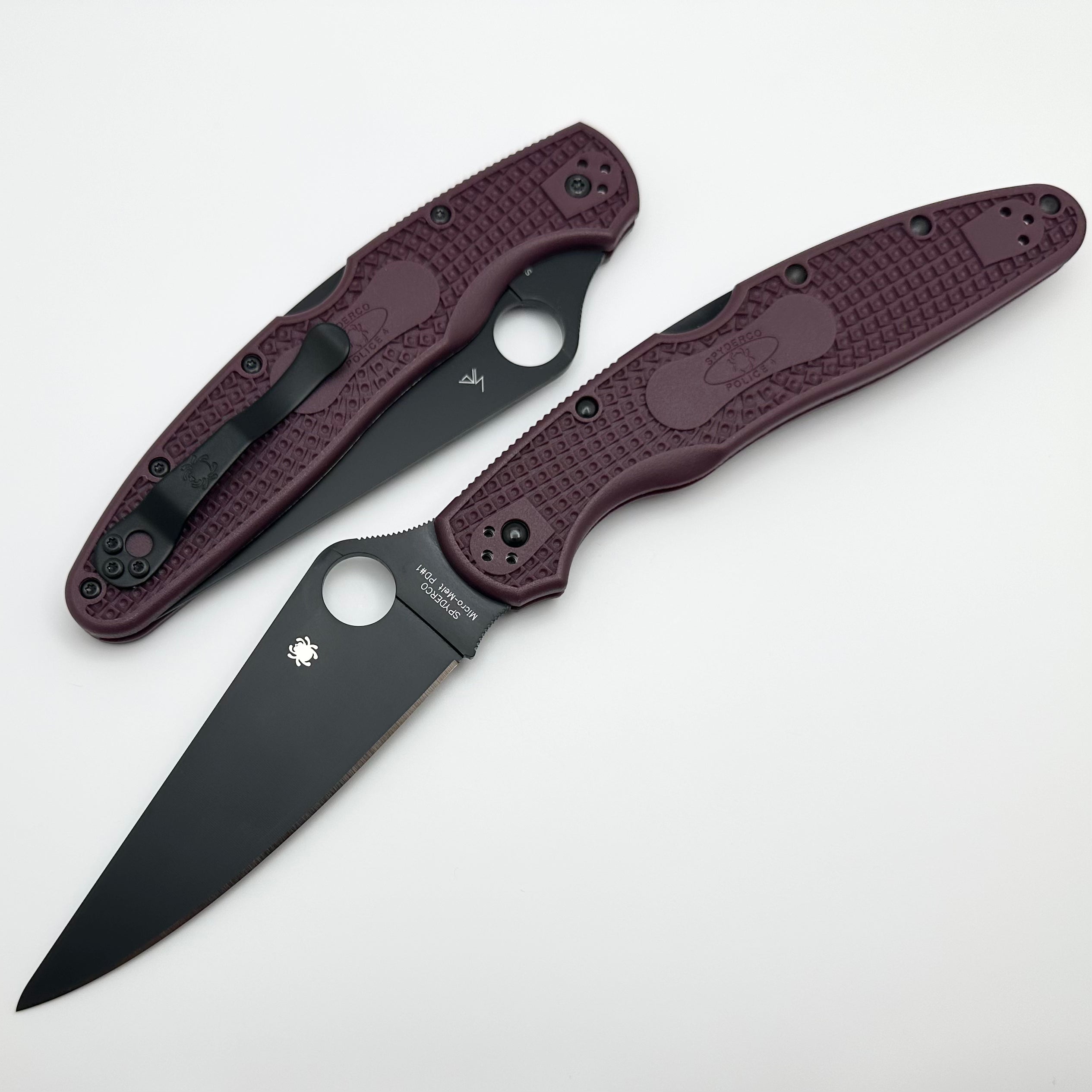 Spyderco Police 4 Burgundy FRN & Micro Melt PD#1 Sprint Run C07BGBKP4