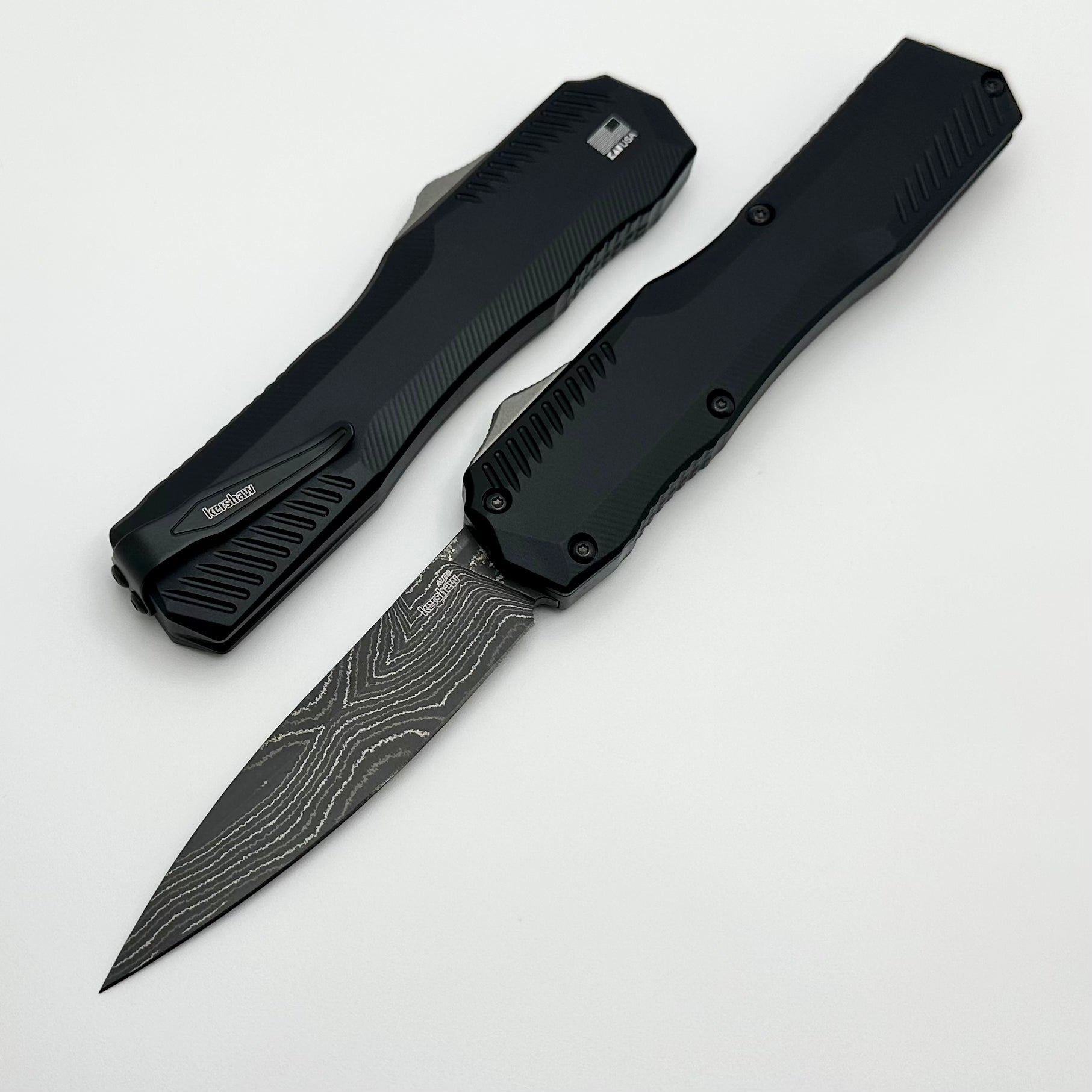 Kershaw Livewire Black Aluminum & Damascus 9000DAM