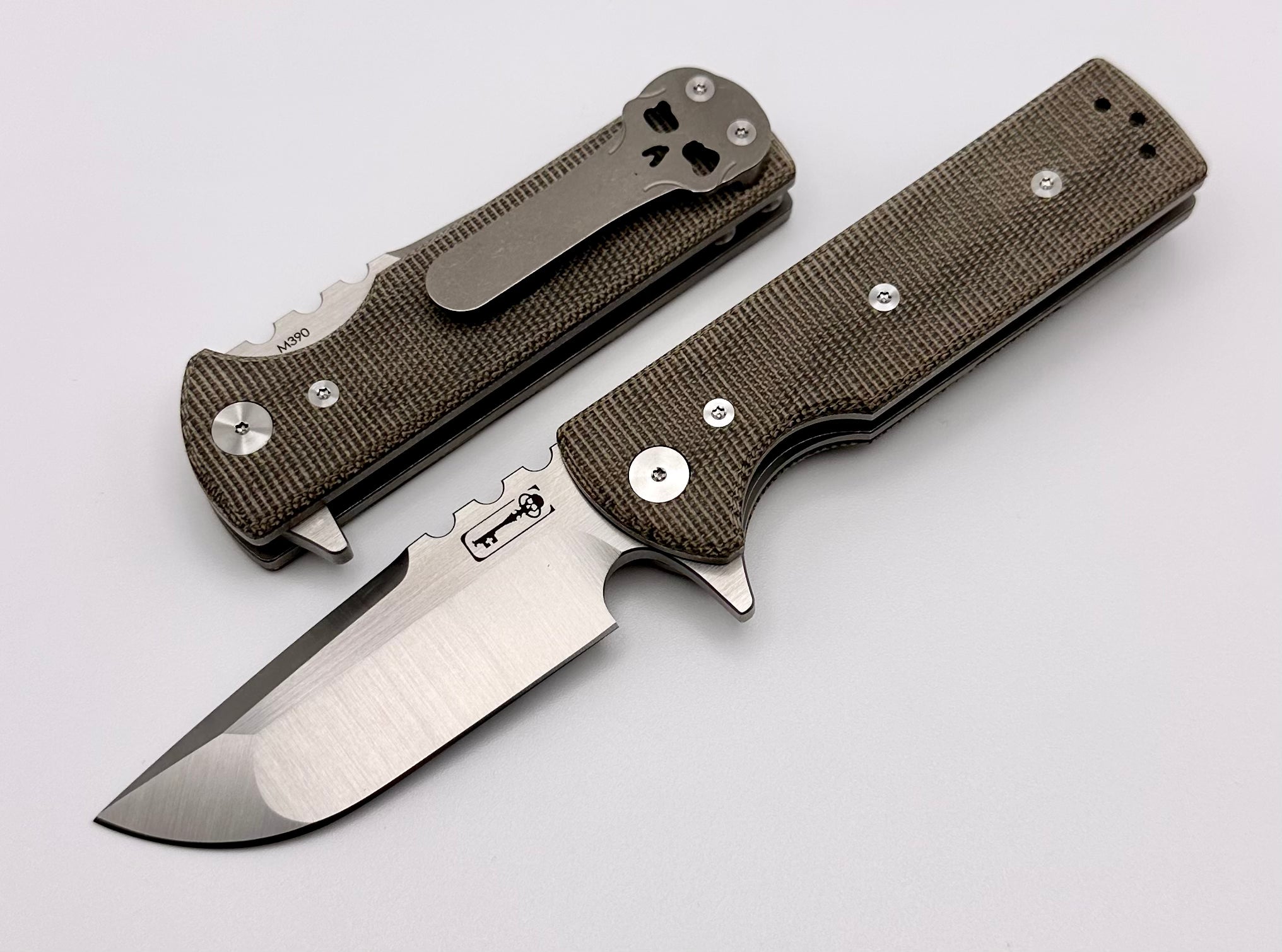 Chaves Knives T.A.K Ambidextrous Knife TAK Drop Point Green Micarta