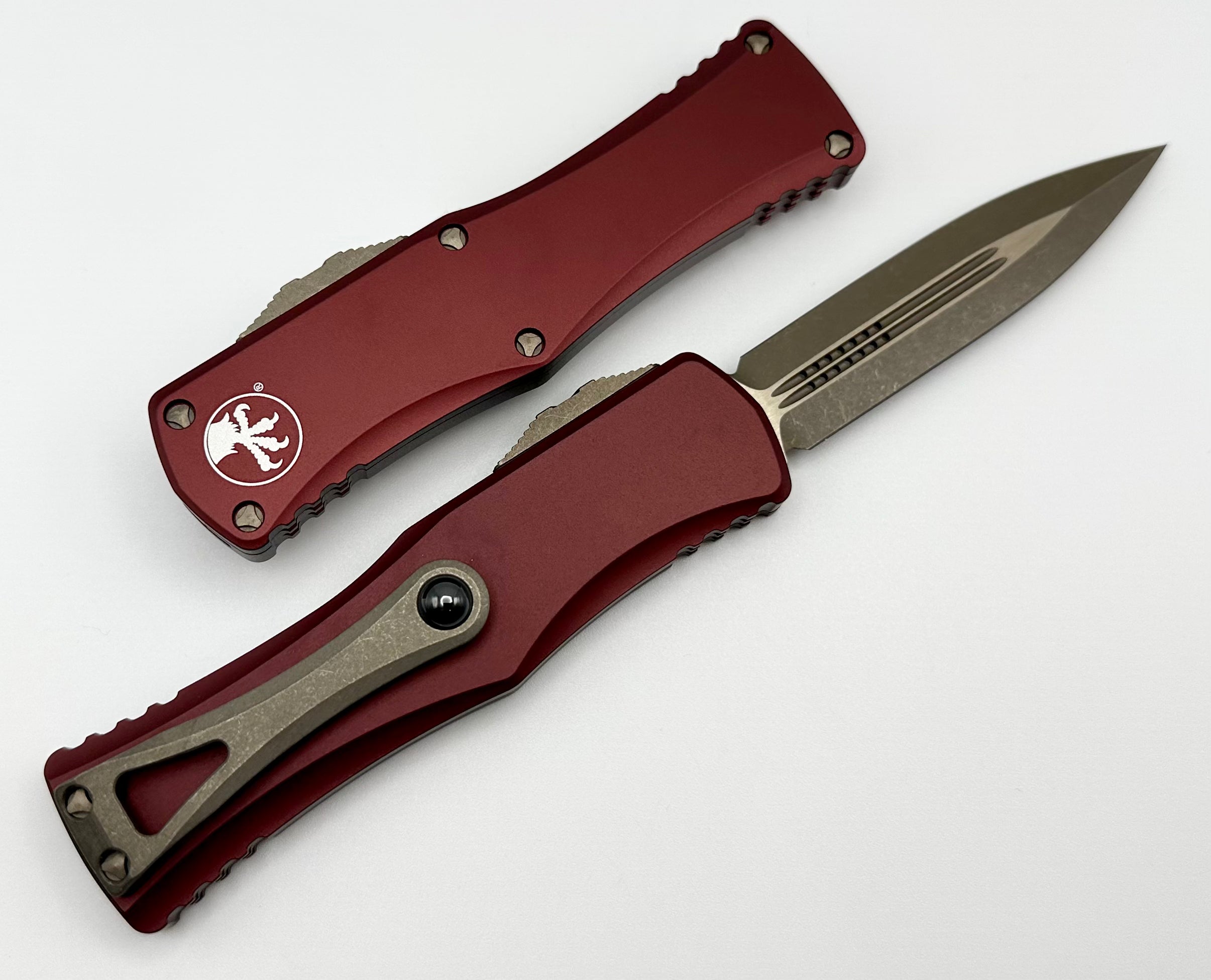 Microtech Hera Double Edge Apocalyptic Bronze Standard & Merlot 702-13APMR