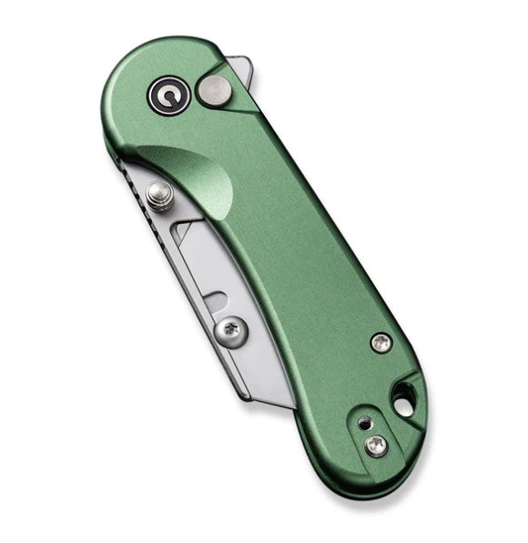 Civivi Elementum Utility Button Lock Knife w/ Green Aluminum Handles C23039B-3