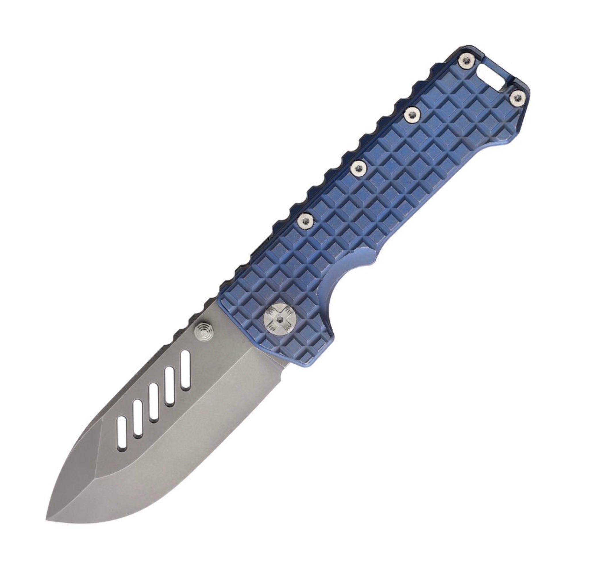 PMP Knives Kodiak Frame Lock Milled Blue Anodized Titanium & M390 PMP063