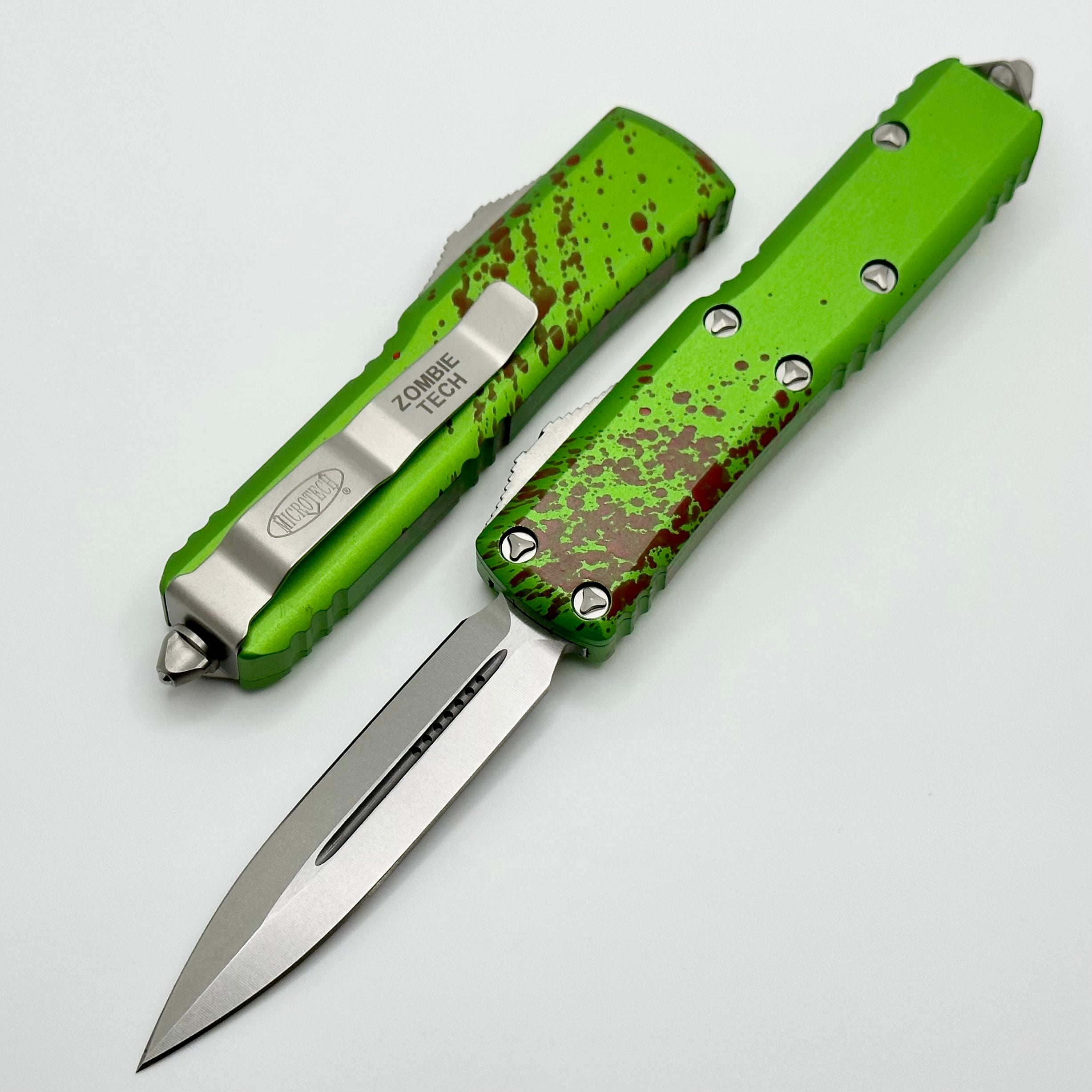 Microtech UTX-85 Zombie Tech Double Edge Stonewash Signature Series & Black 232-10Z