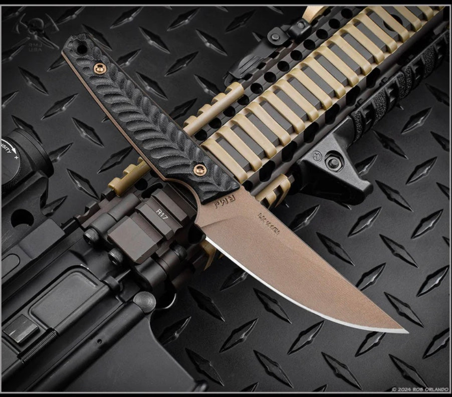 RMJ Tactical Unmei Black G-10 & Midnight Bronze Nitro-V Fixed Blade