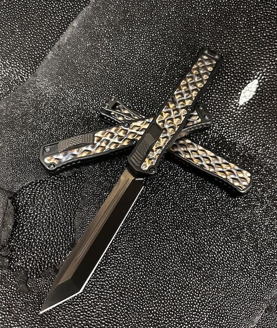 Heretic Knives Cleric II 2 Flamed Titanium Inlays & DLC Tanto Magnacut H019-6A-FTI