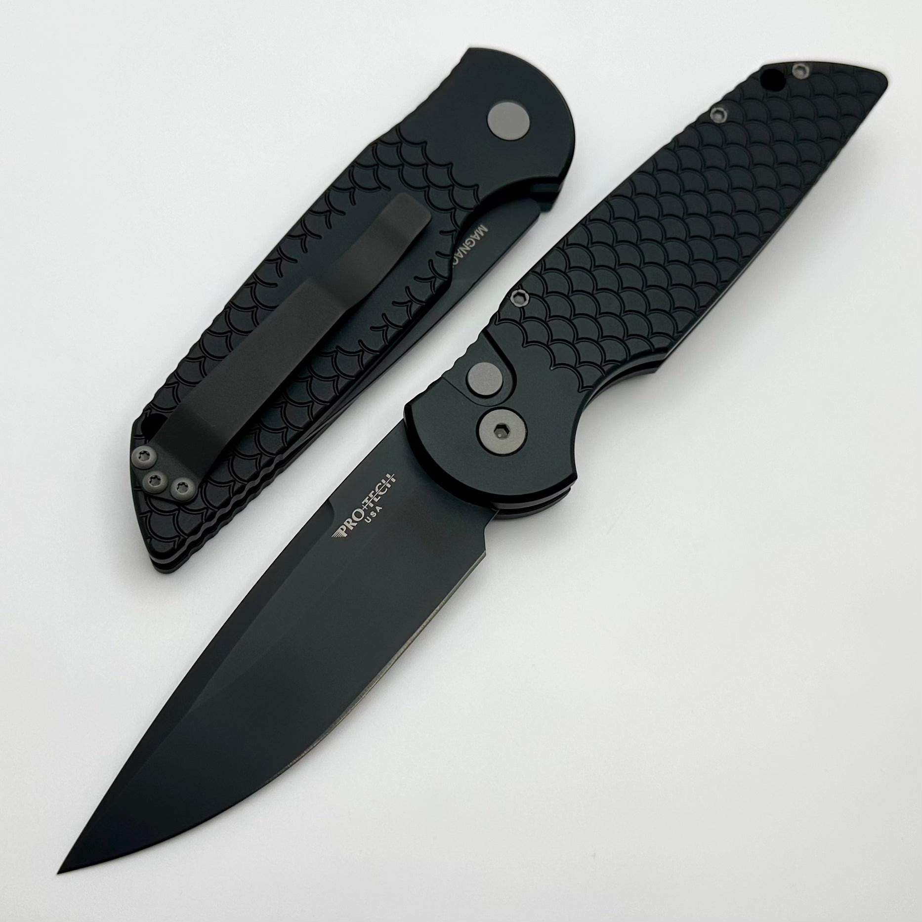 Pro-Tech TR-3 X1 Black “Fish Scale” Handle & Black MagnaCut Blade TR-3 X1 MC