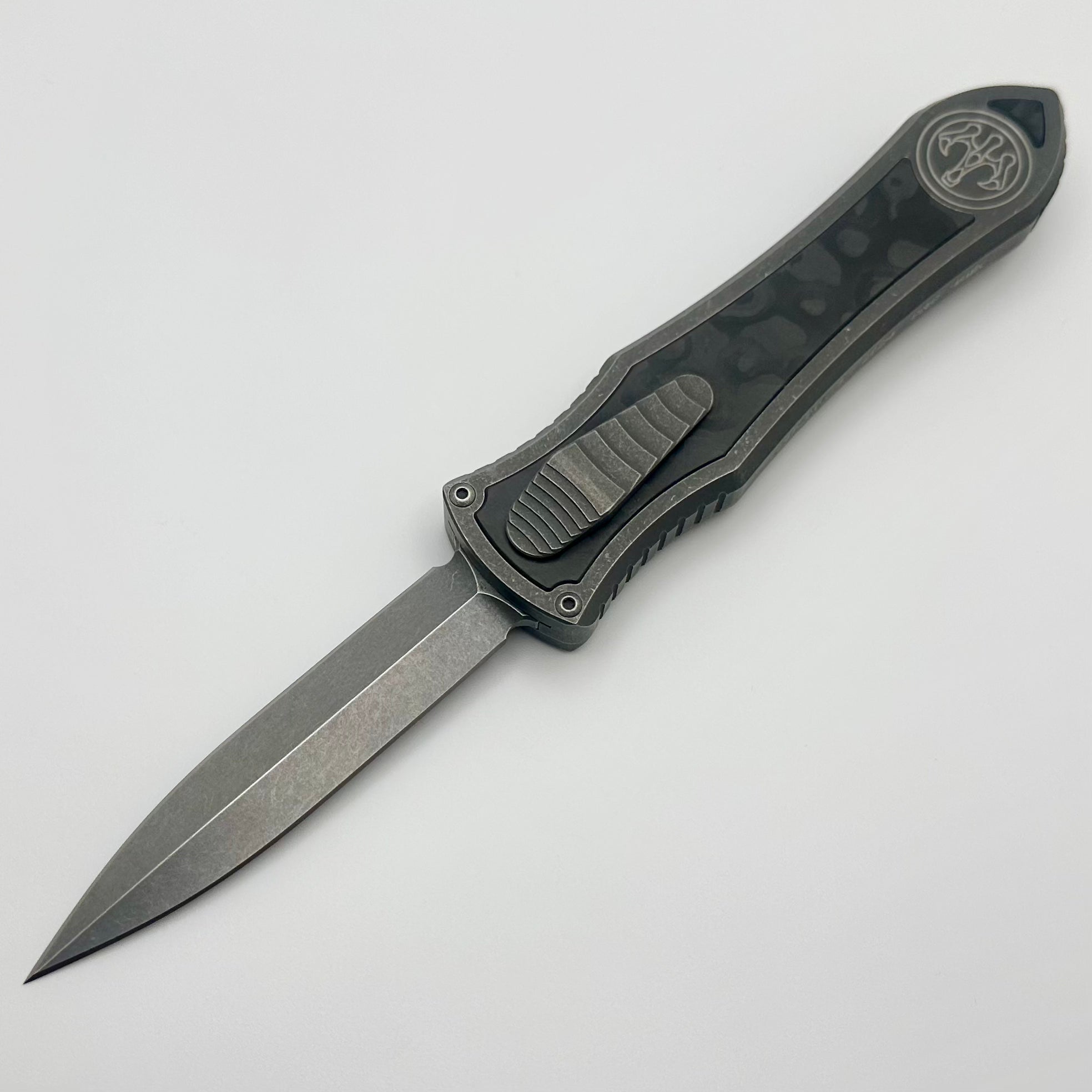 Hawk Designs Model C Deadlock Titanium w/ Carbon Fiber & Stonewash MagnaCut Blade