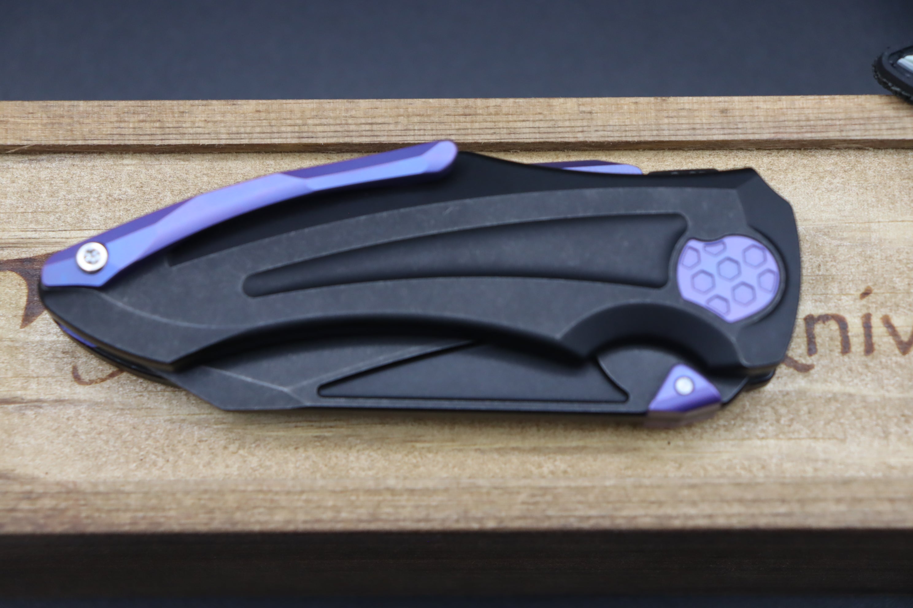 Jake Hoback Knives Sumo DLC Black Handle & Blade with Purple Anodized Accents