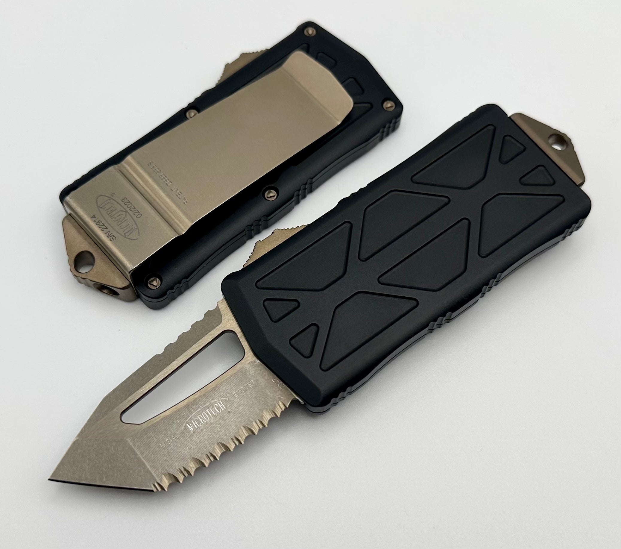 Microtech Exocet T/E Tanto Bronze Full Serrated & Black 158-15