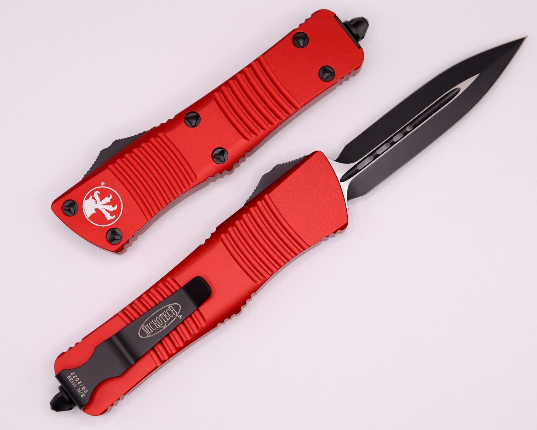 Microtech Troodon Black Double Edge Standard & Red 138-1RD