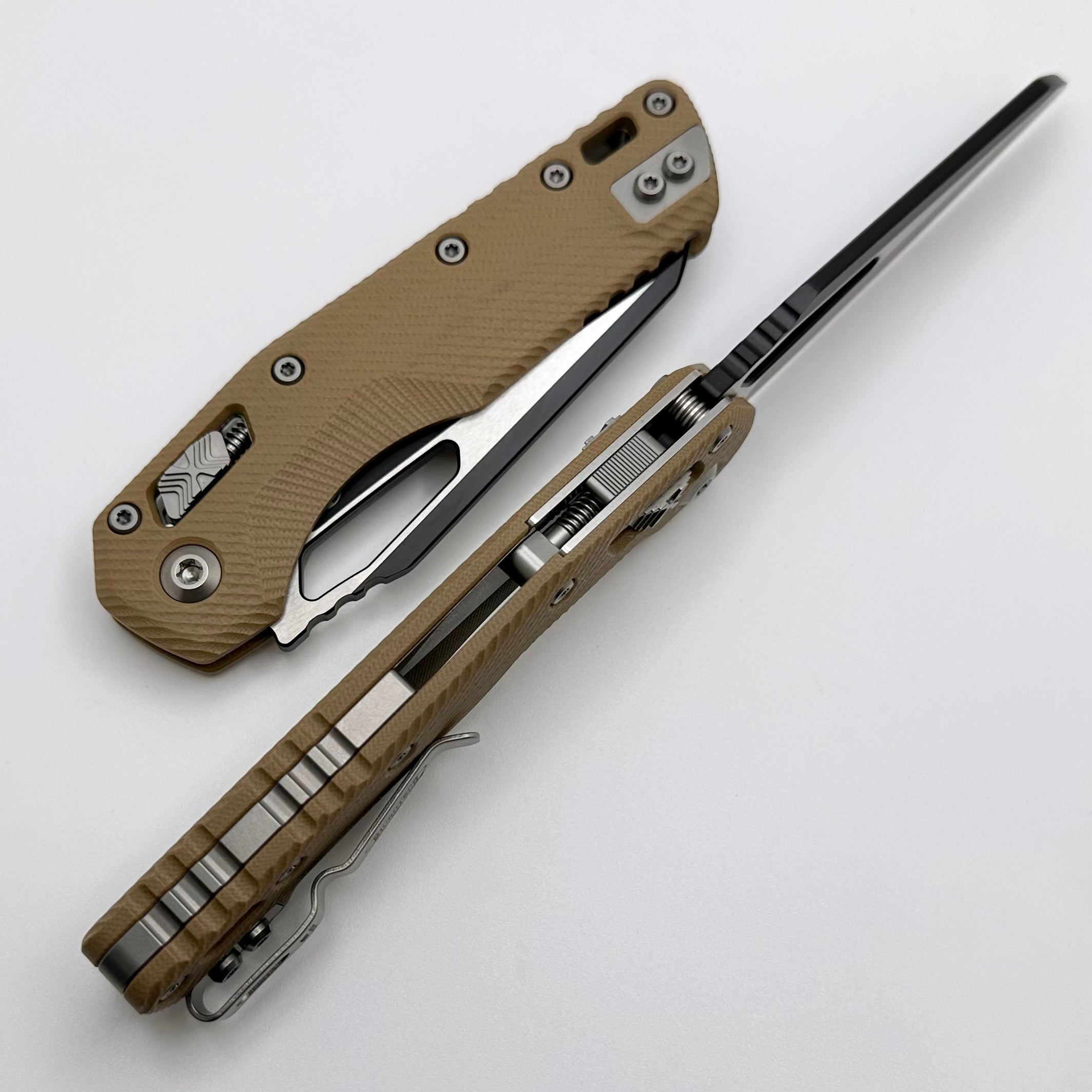 Microtech Knives MSI RAM LOK Tan G-10 & Two Tone Black M390MK 210-1FLGTTA