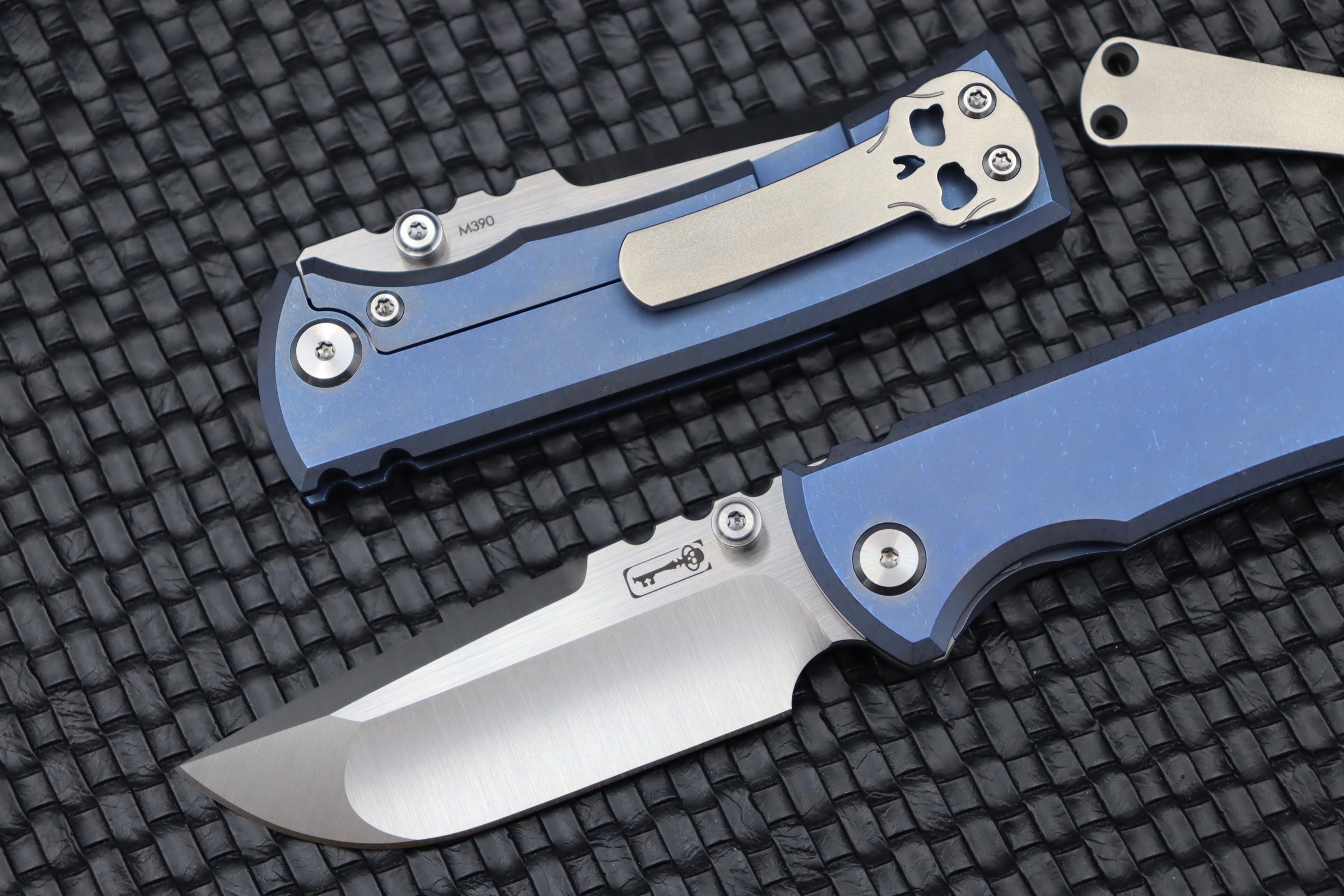 Chaves Knives Redencion Street Drop Point Blue Exclusive with Orange Peel Clip