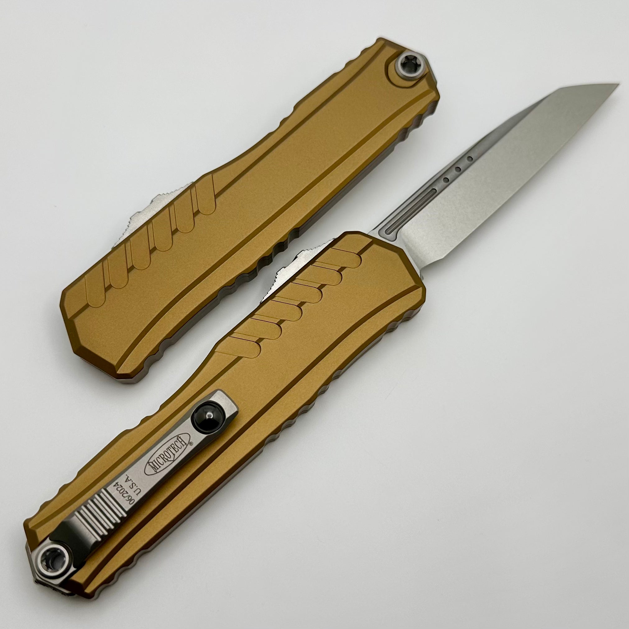 Microtech Cypher II S/E Stonewash Standard & Tan Handle 1241-10TA