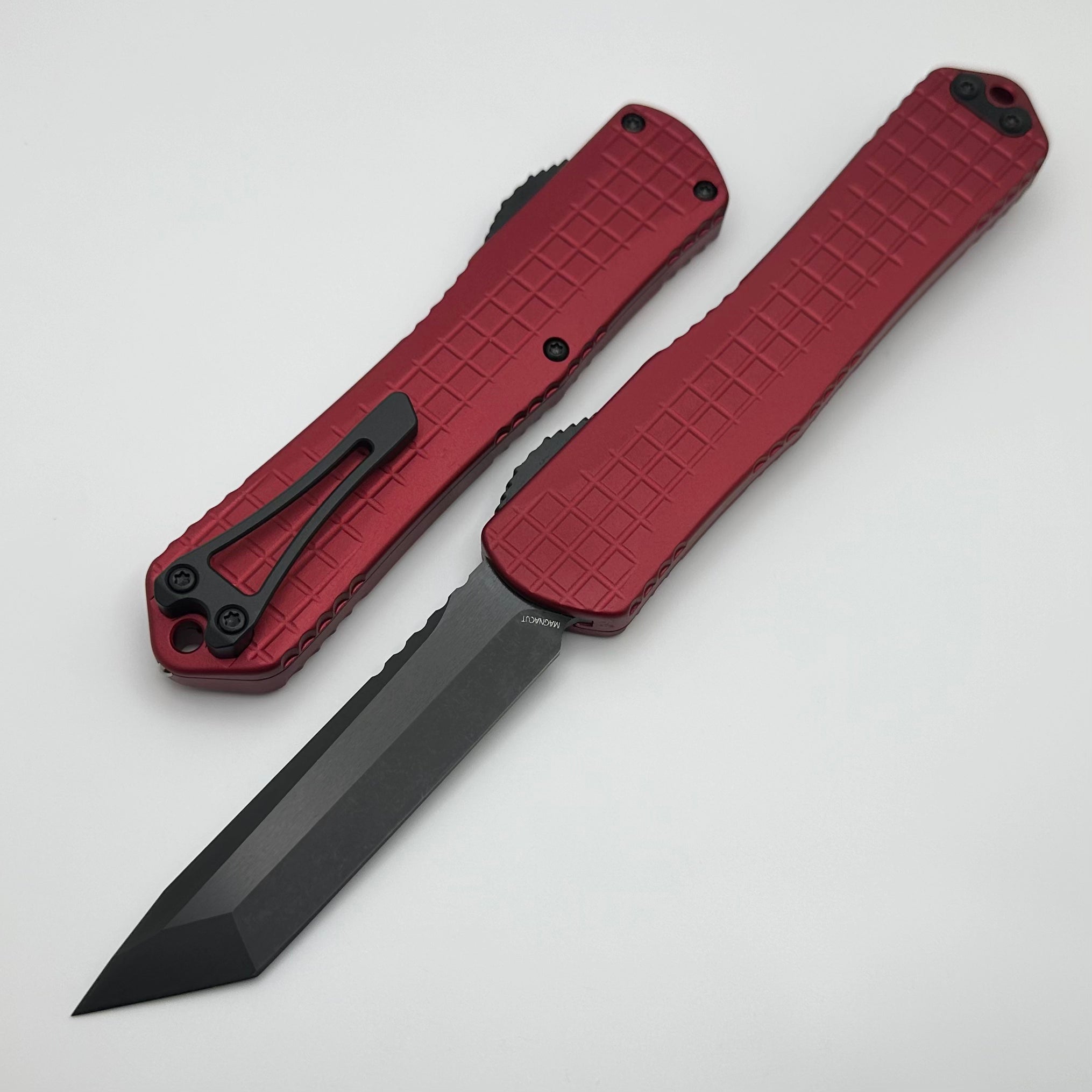 Heretic Knives Manticore X Red Frag Handle & DLC Tanto MagnaCut H031F-6A-RED